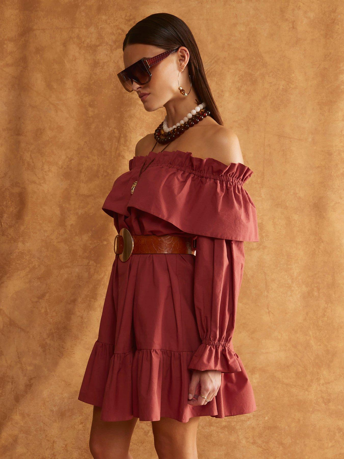 river-island-frill-mini-bardot-dress-brownback