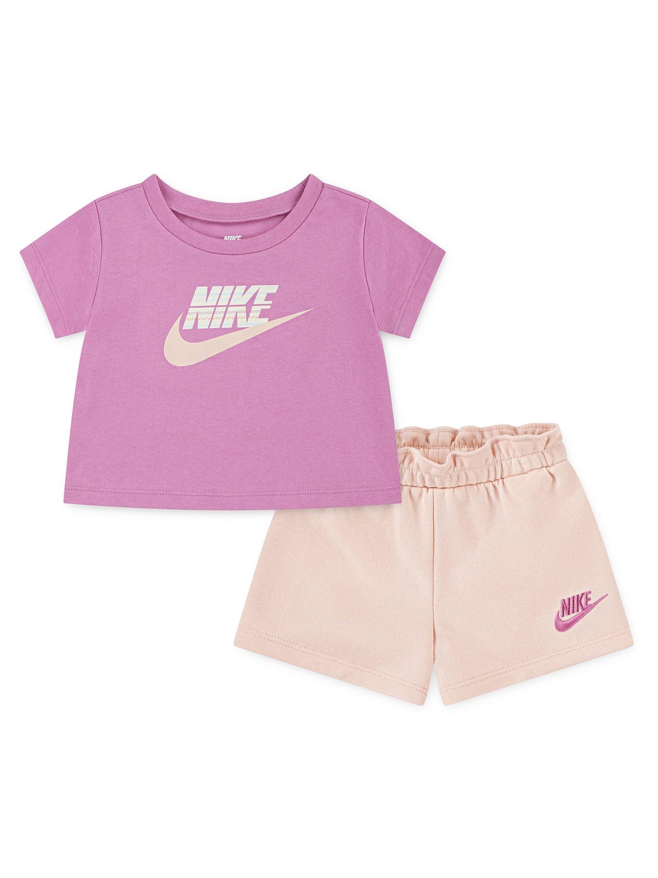 Nike Kids Girls Jersey Shorts And T-Shirt Set - Pink