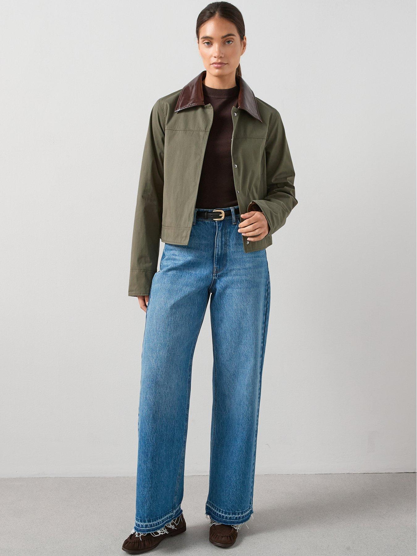 the-very-collection-contrast-collar-and-cuff-barn-jacketnbsp--khaki