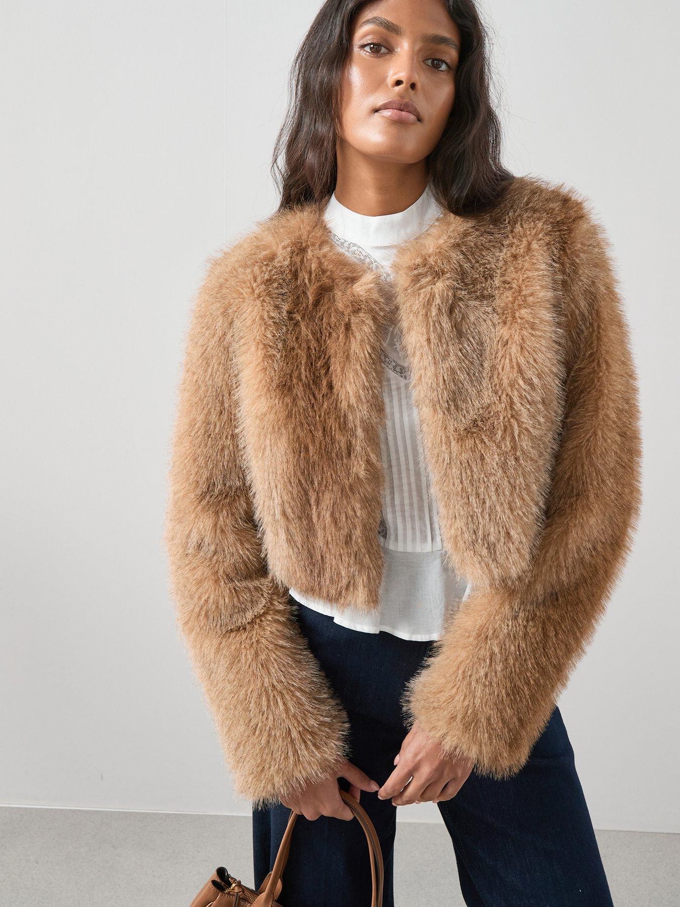 the-very-collection-short-faux-fur-jacket-brown