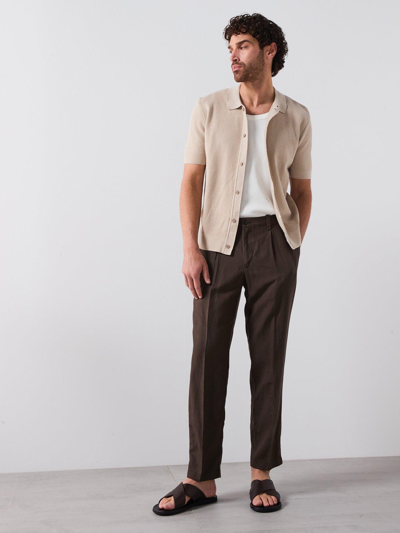 Image 3 of 6 of Mango Canario Smart Button Up Knitted Polo Shirt - Brown