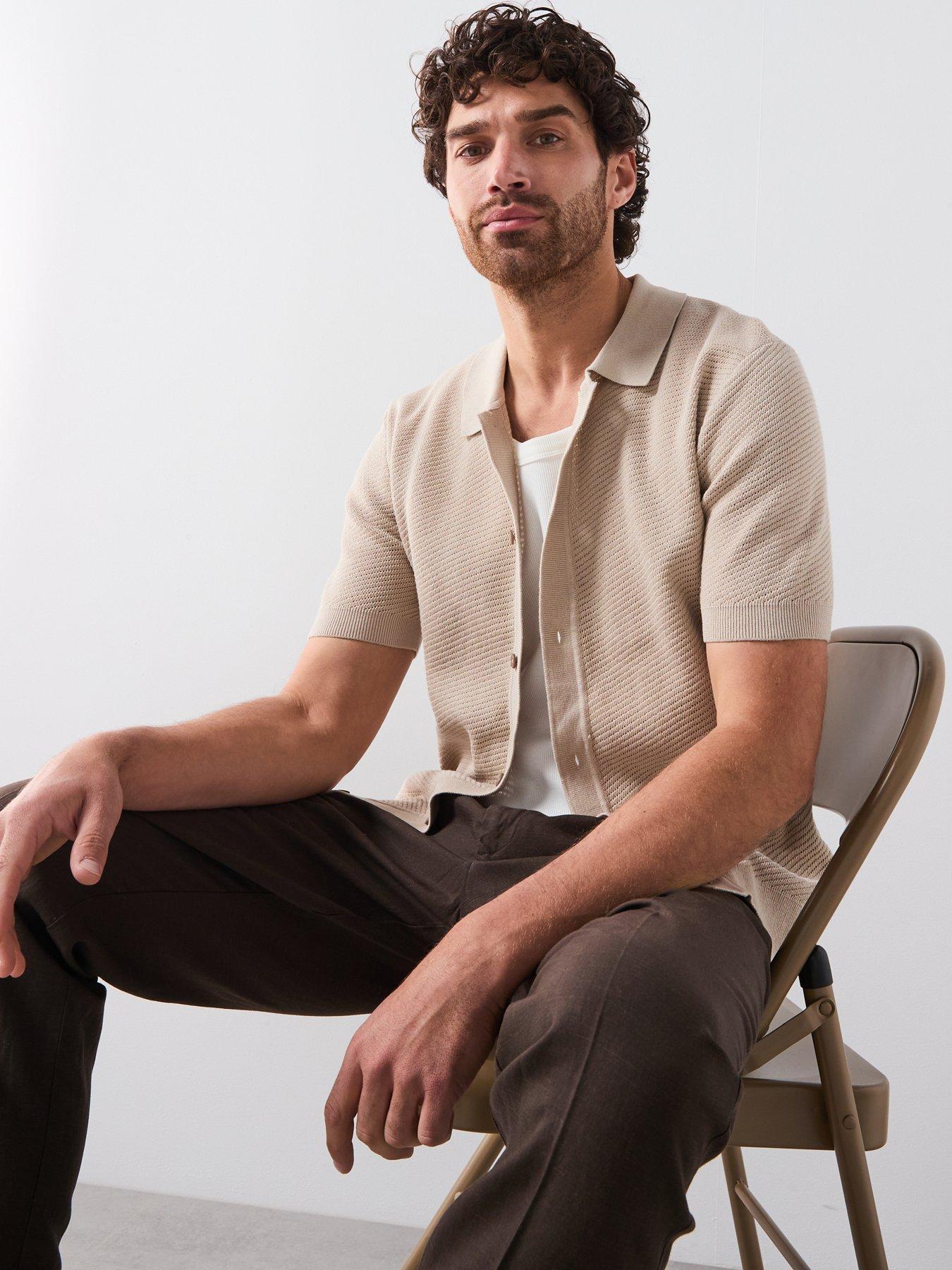 Image 4 of 6 of Mango Canario Smart Button Up Knitted Polo Shirt - Brown