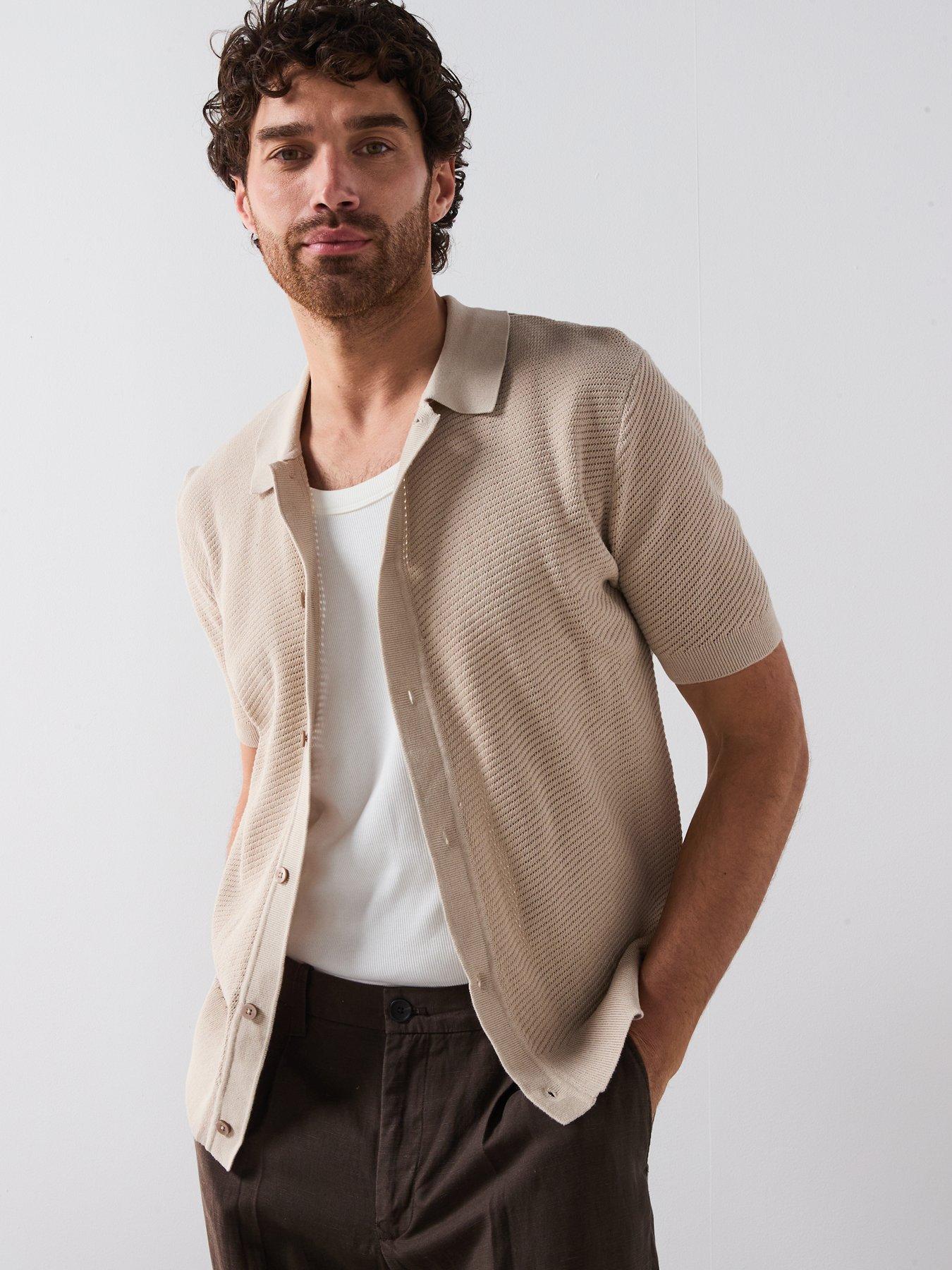 Image 6 of 6 of Mango Canario Smart Button Up Knitted Polo Shirt - Brown
