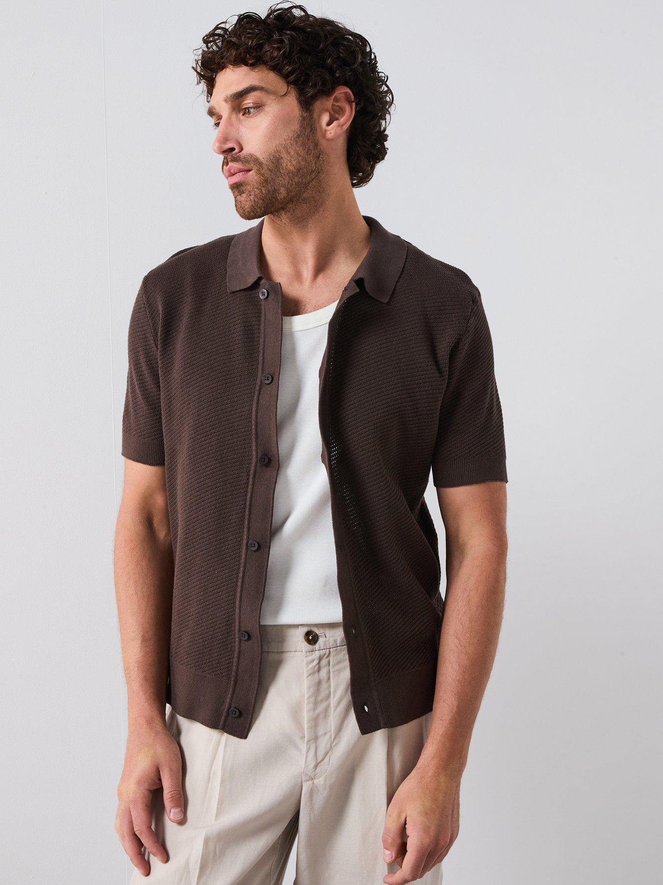 mango-canario-smart-button-up-knitted-polo-shirt-beige