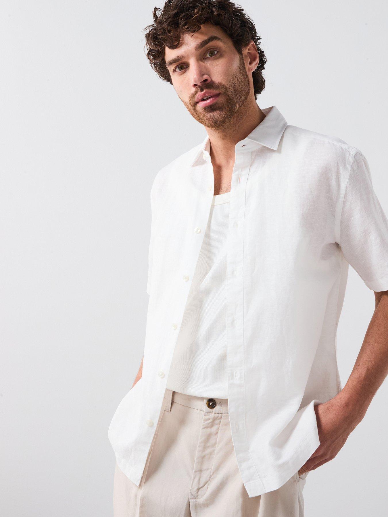 Image 1 of 6 of Mango Ants Smart Casual Short Sleeve Shirt - White