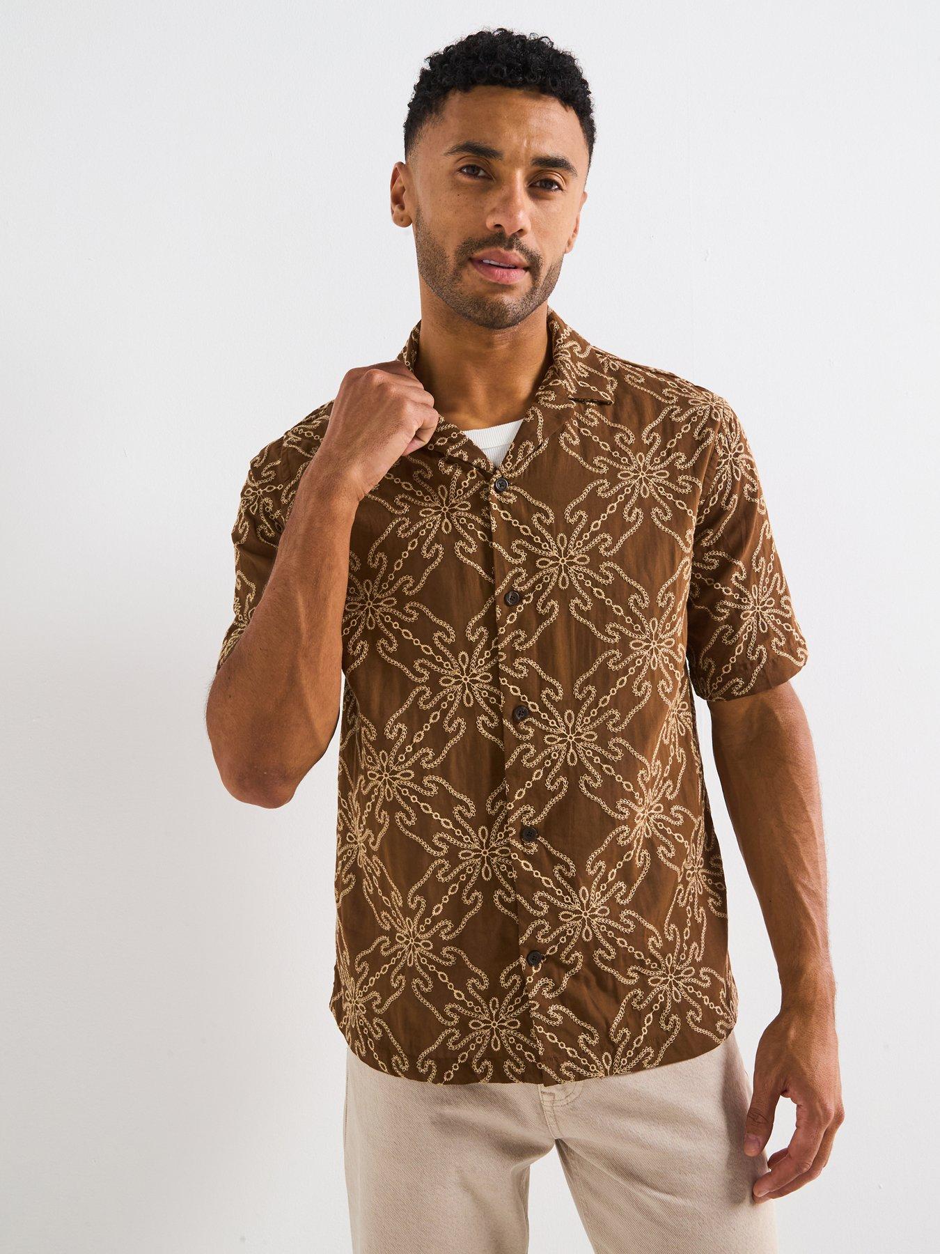 Mango Saona Smart Casual Printed Short Sleeve Shirt
