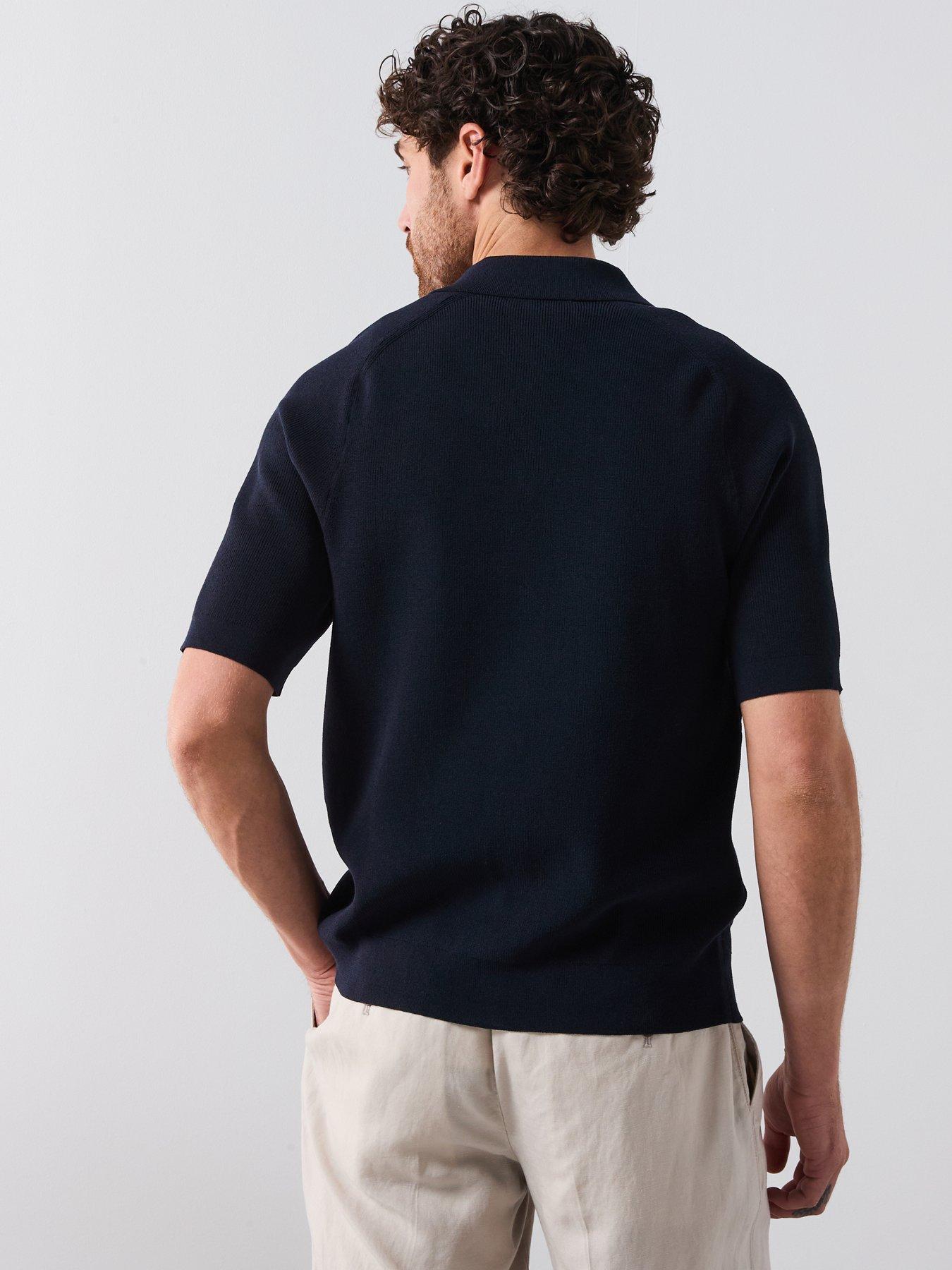 mango-lino-smart-short-sleeve-button-up-shirt-blackstillFront