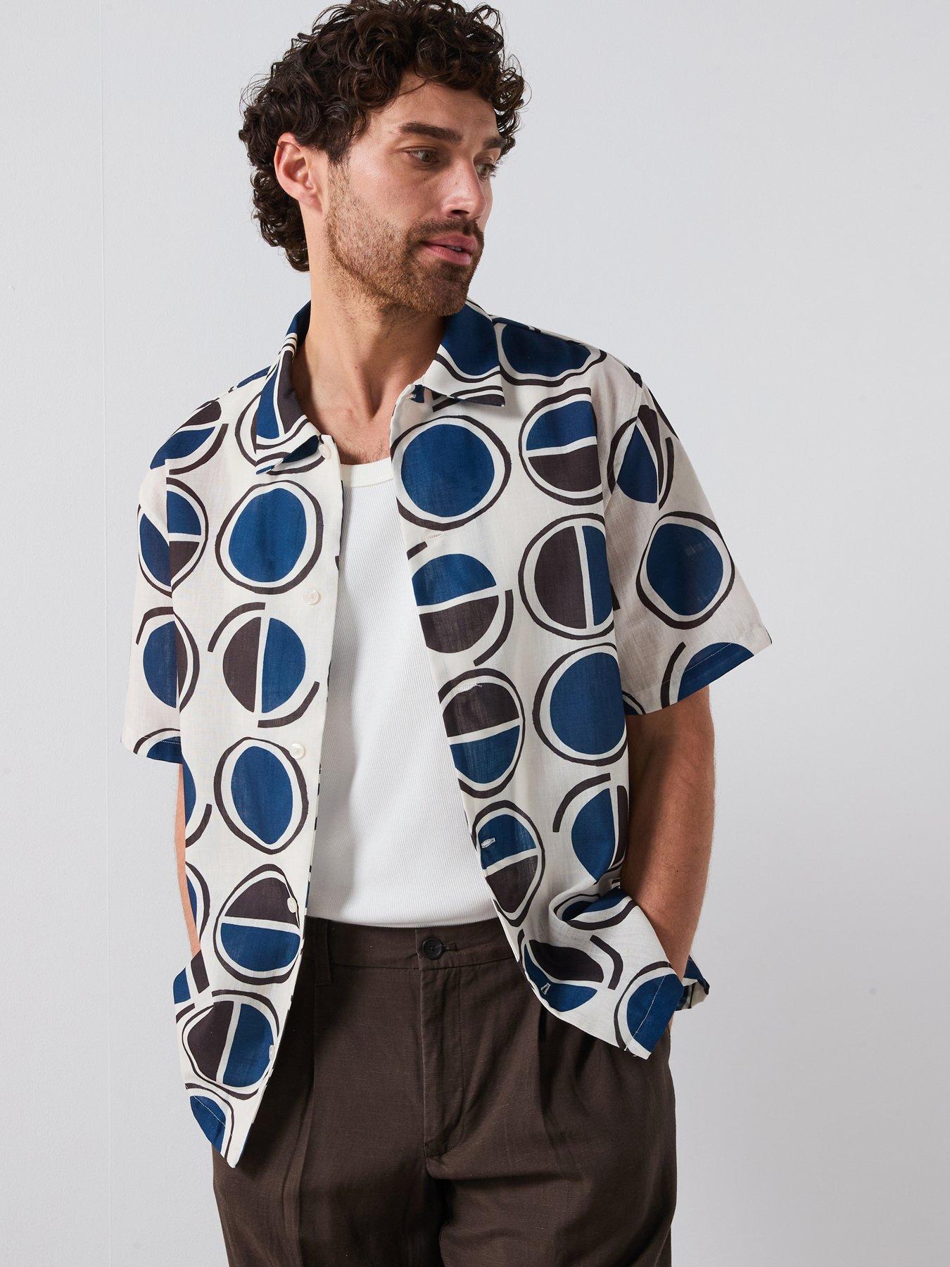 Mango Begur Smart Rustic Print Short Sleeve Shirt - White