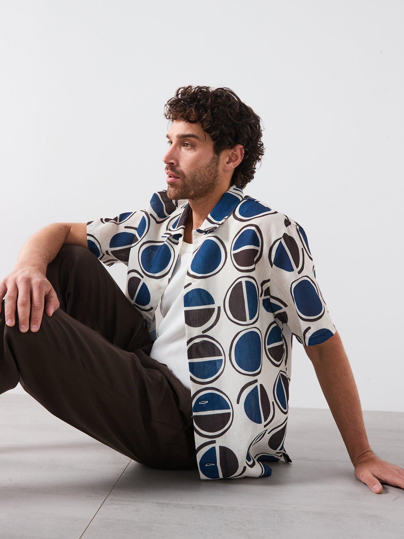 mango-begur-smart-rustic-print-short-sleeve-shirt-whiteoutfit