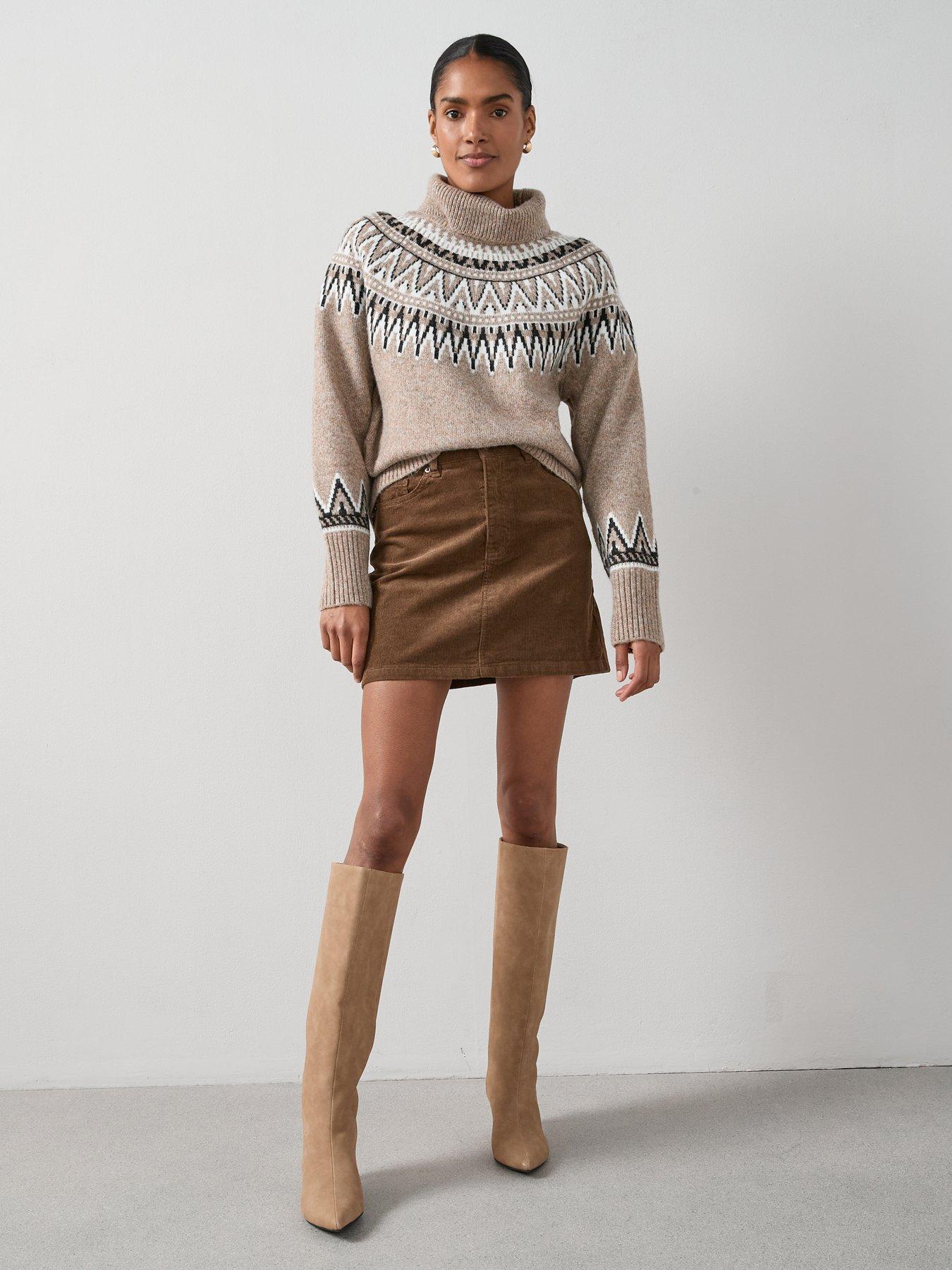 Image 3 of 6 of The Very Collection Cord Mini Skirt - Dark Beige