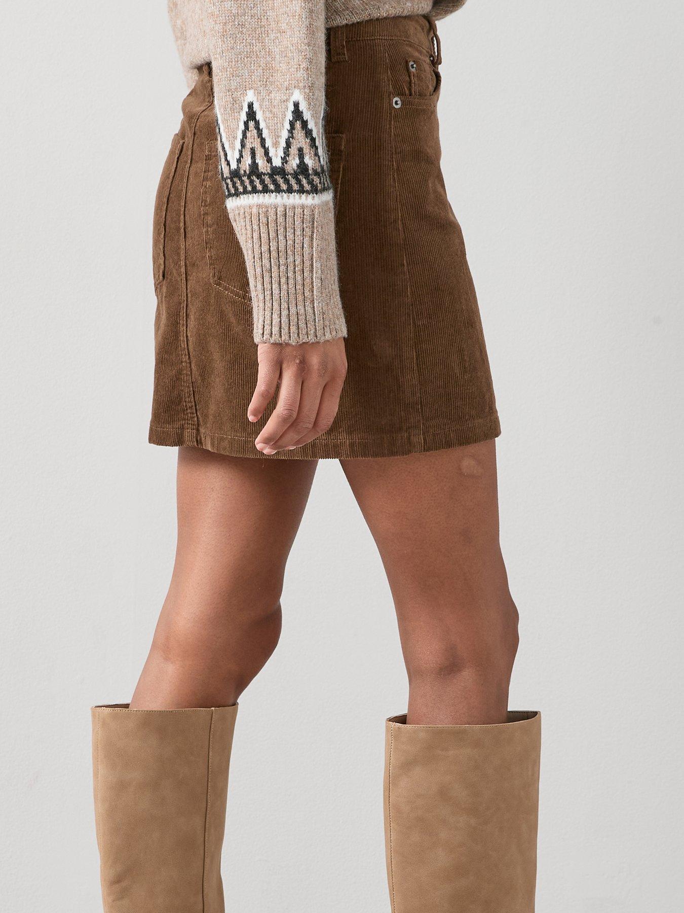 Image 4 of 6 of The Very Collection Cord Mini Skirt - Dark Beige