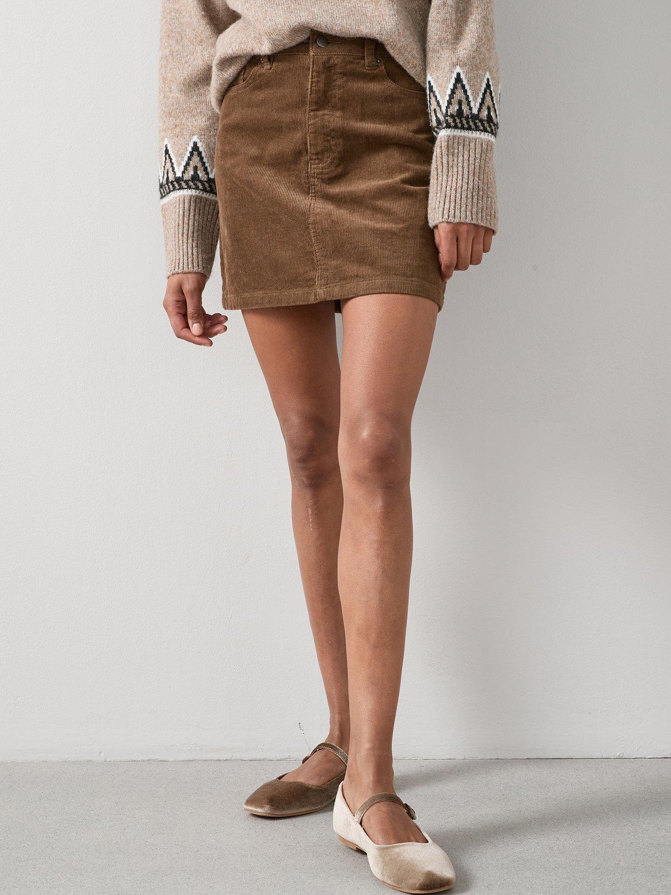Image 5 of 6 of The Very Collection Cord Mini Skirt - Dark Beige