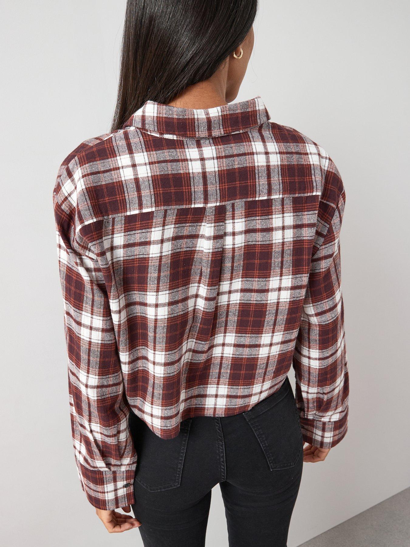 the-very-collection-cropped-check-shirt-brownstillFront