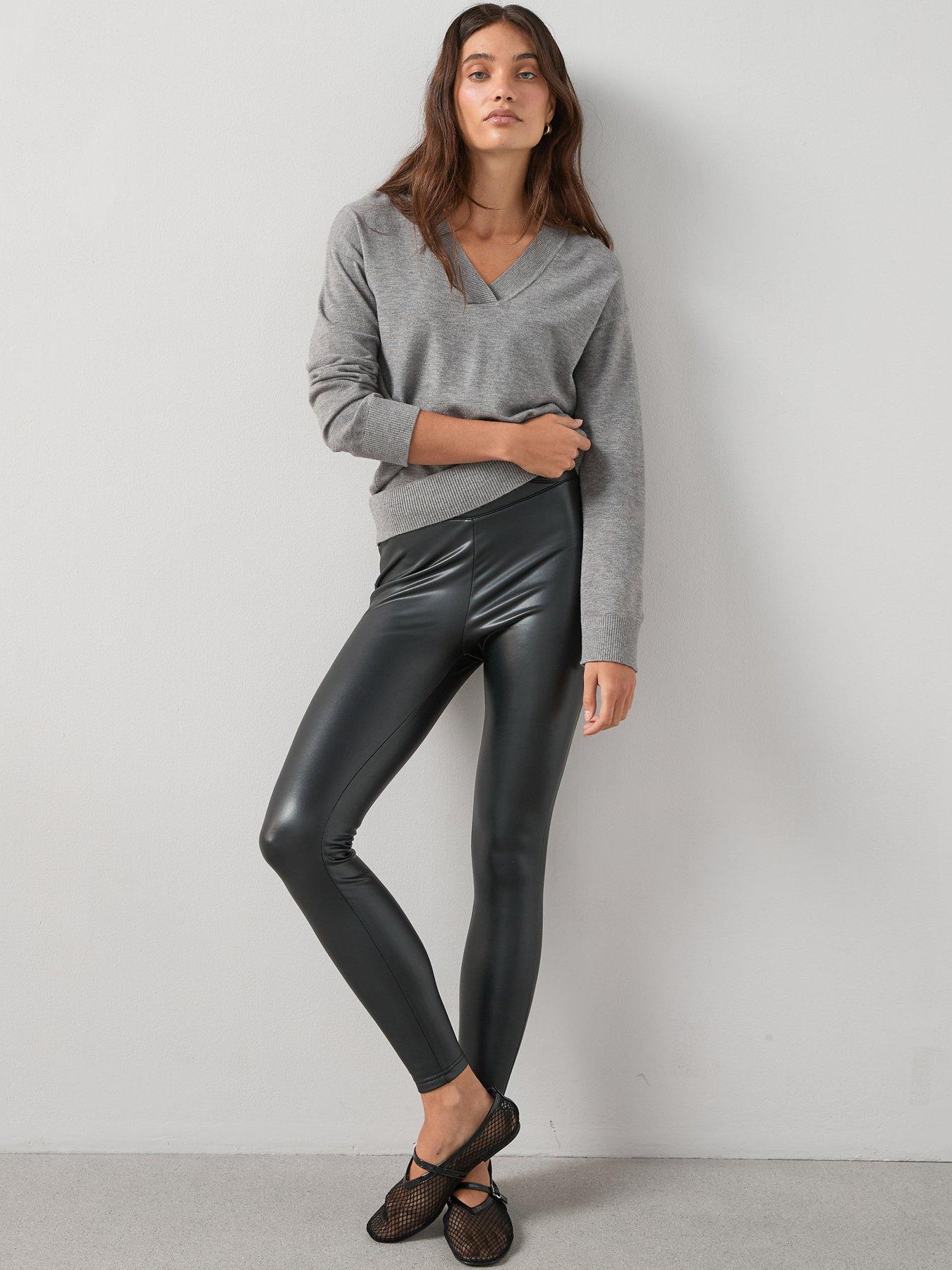 V by Very Faux Leather Leggings - Black