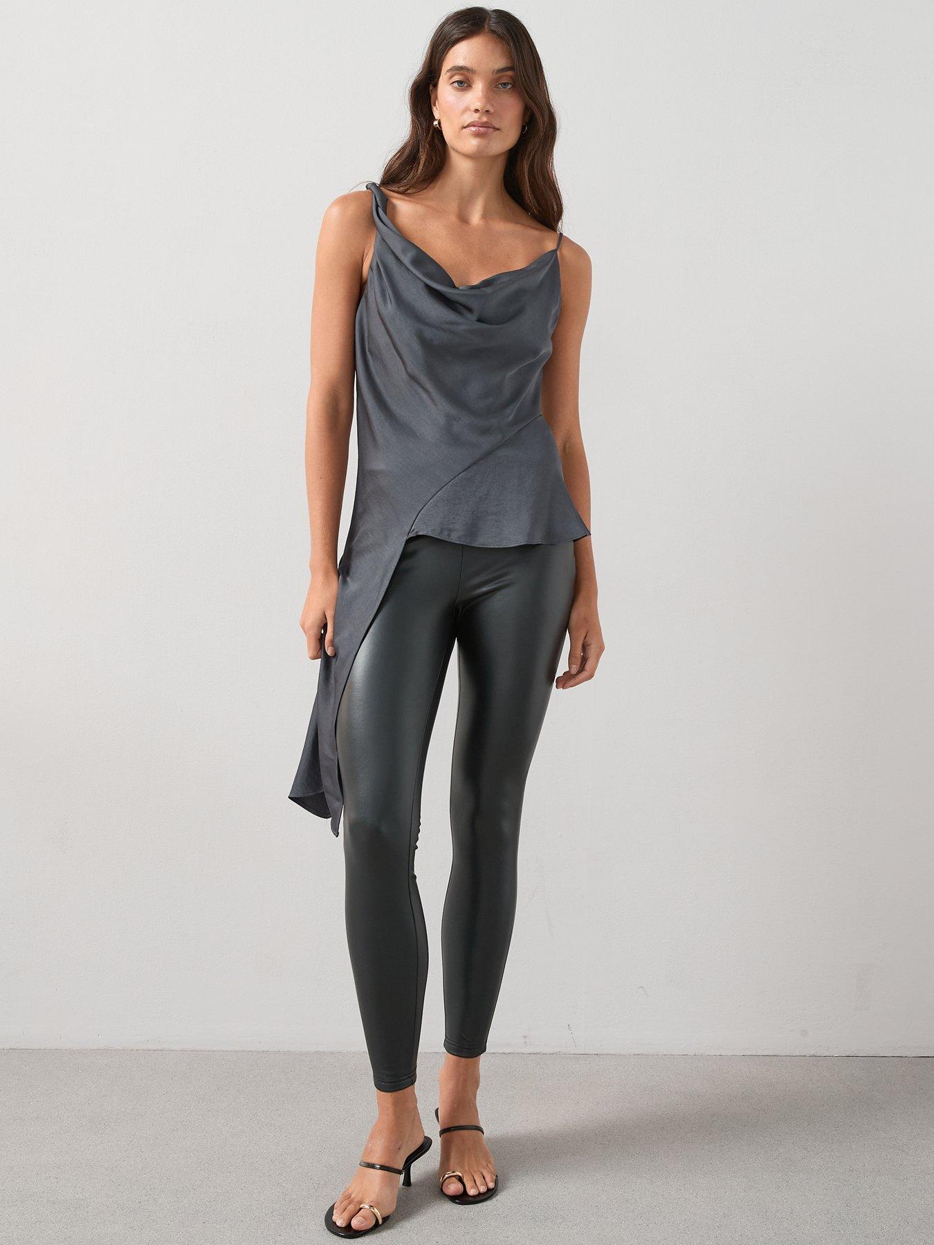 Image 4 of 6 of The Very Collection Faux Leather Leggings - Black