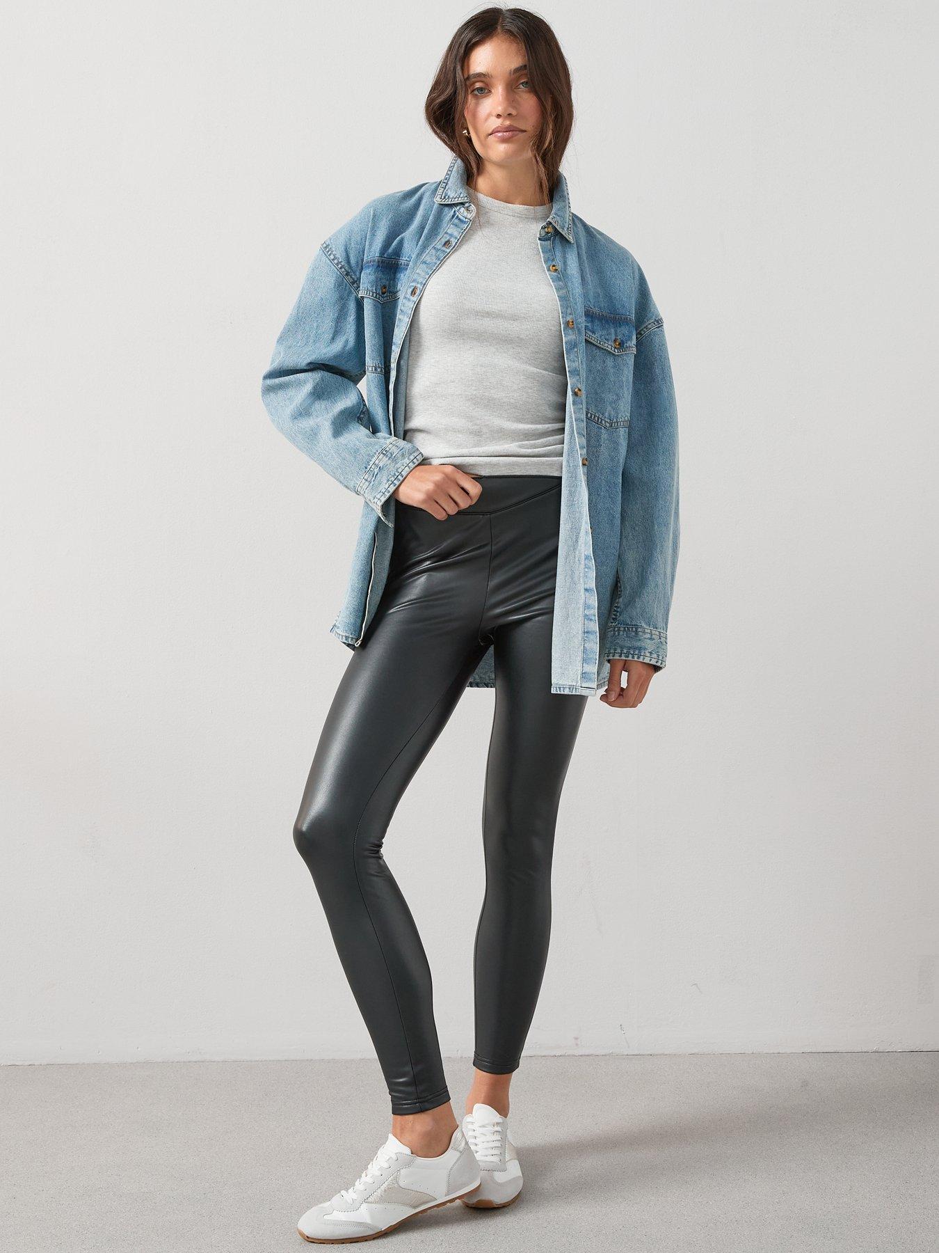 Image 5 of 6 of The Very Collection Faux Leather Leggings - Black