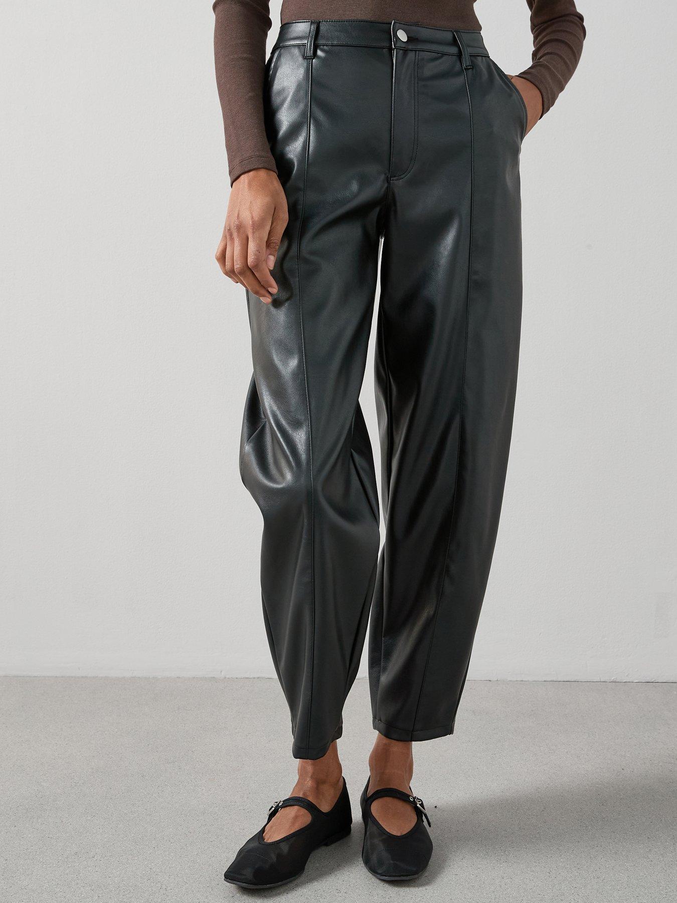 the-very-collection-faux-leather-barrel-leg-trousers-black
