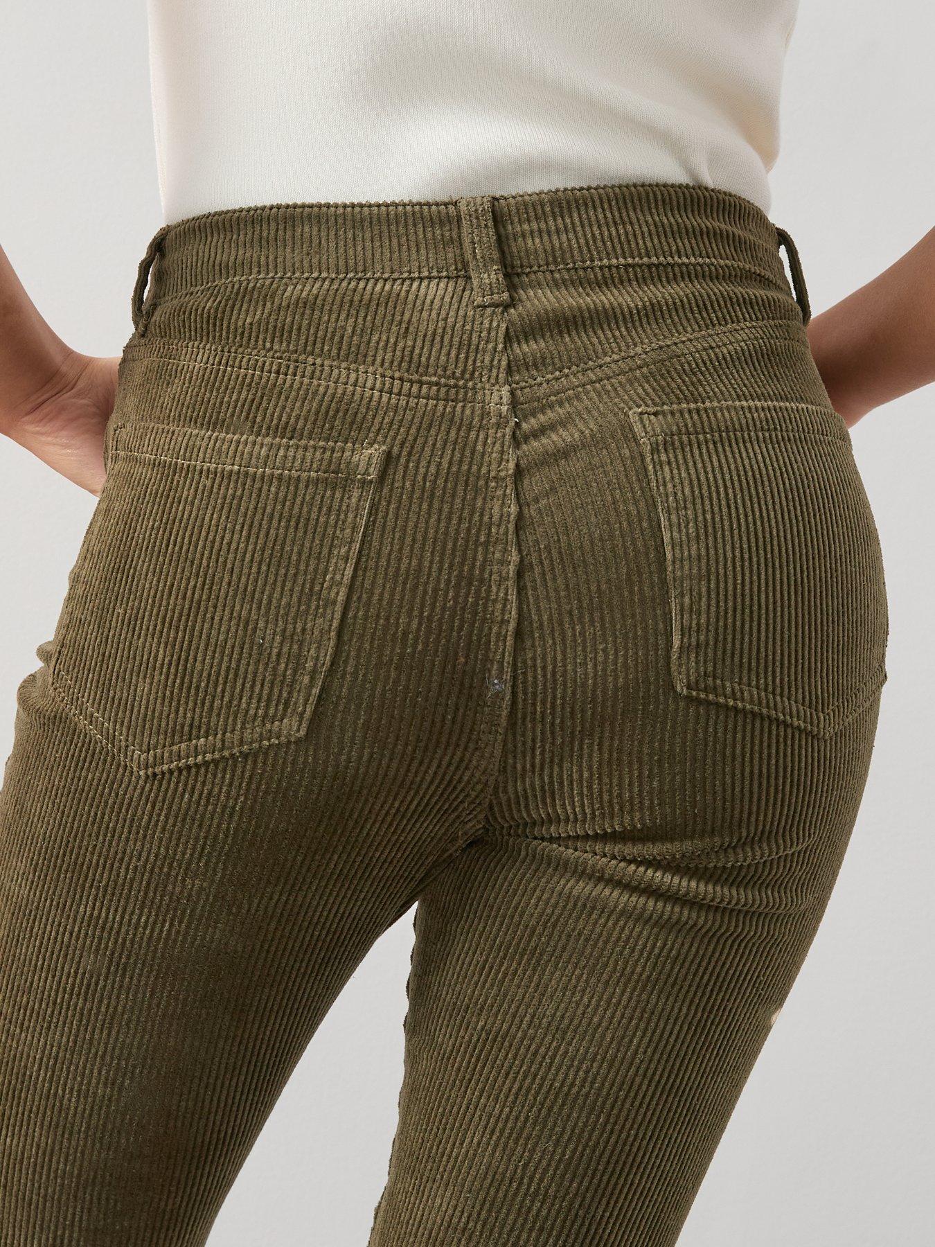 the-very-collection-stretch-cord-flare-trousers-dark-greendetail