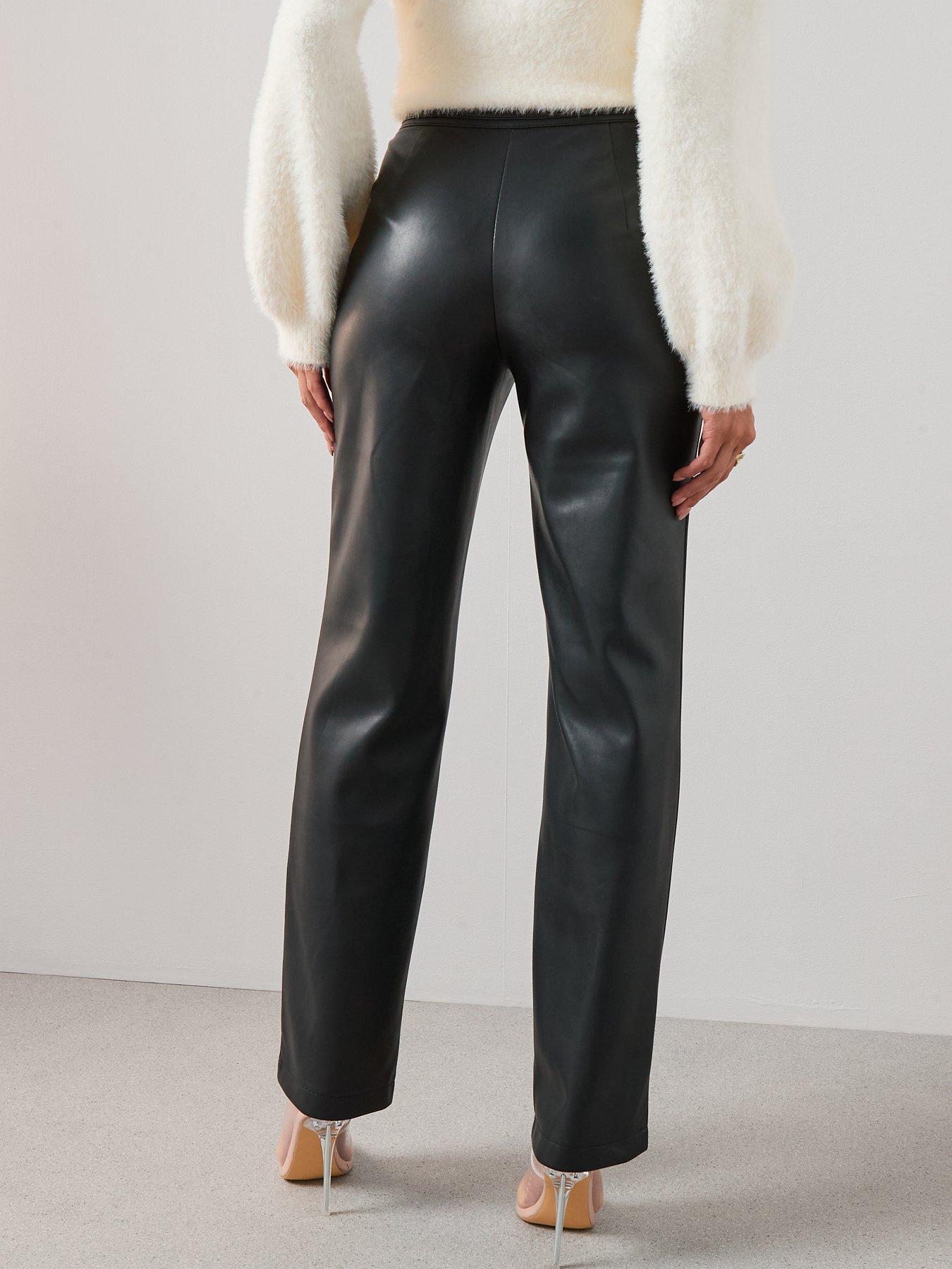 Image 2 of 6 of The Very Collection Faux Leather Horsebit Trim Straight Leg Trouser - Black