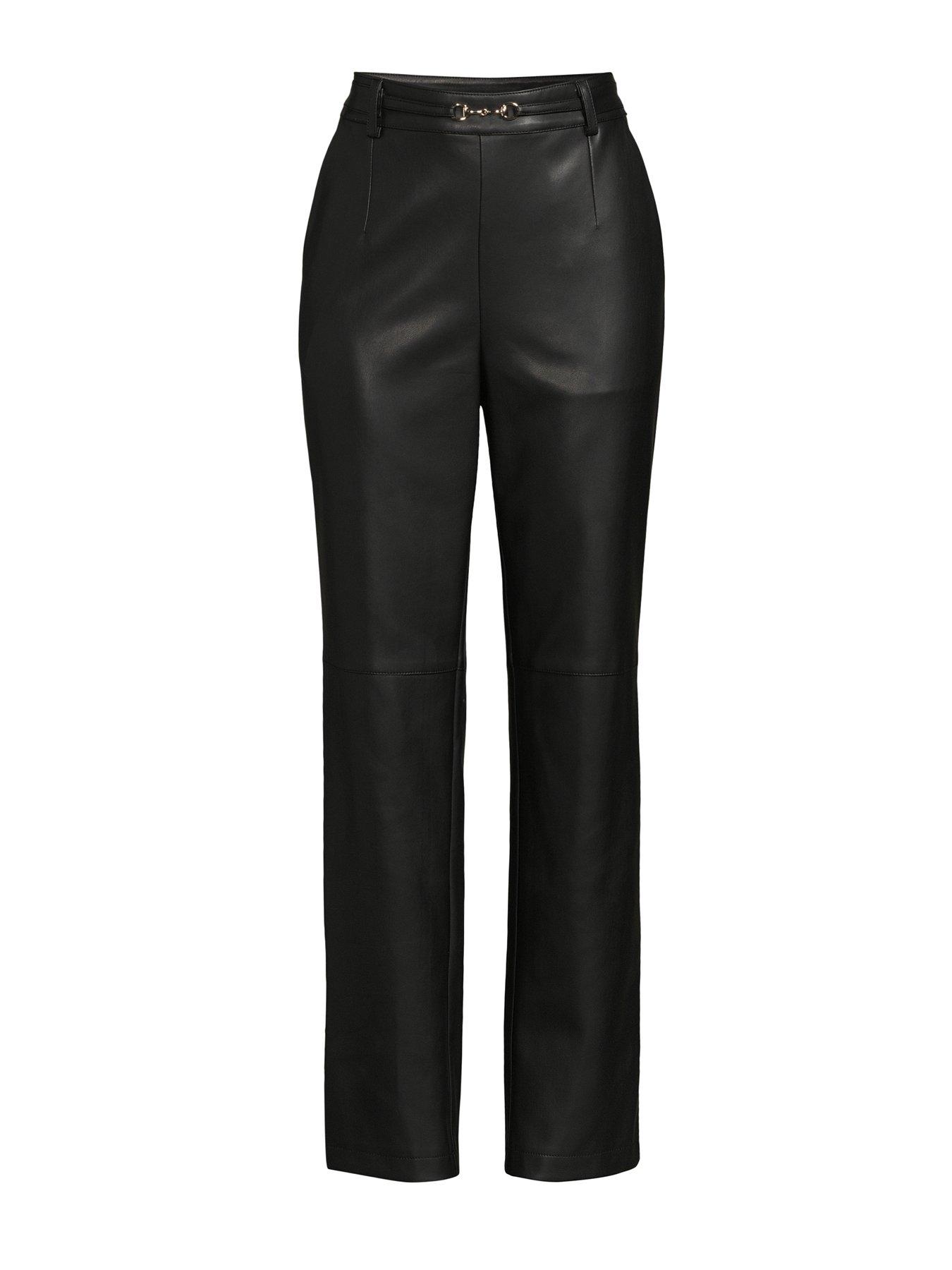 Image 6 of 6 of The Very Collection Faux Leather Horsebit Trim Straight Leg Trouser - Black