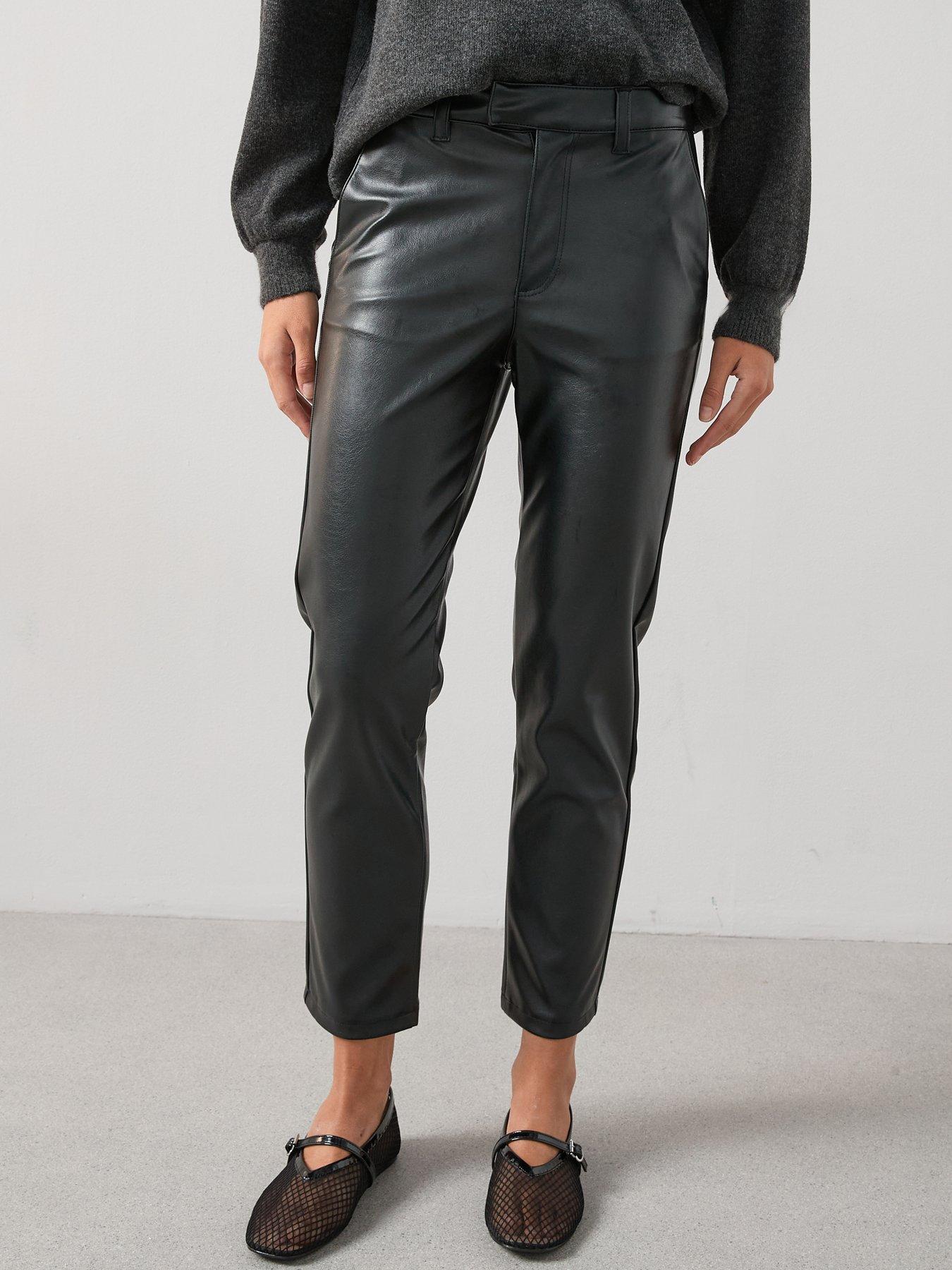 V by Very Faux Leather Slim Cigarette Trousers - Black