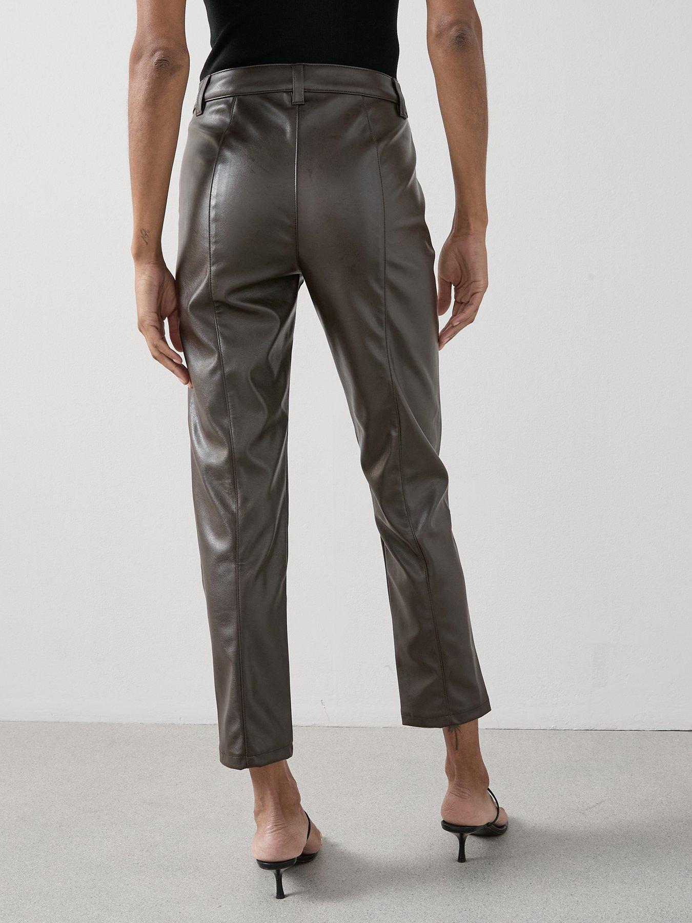 very cigarette trousers V by Very Faux Leather Slim Cigarette Trousers - Brown