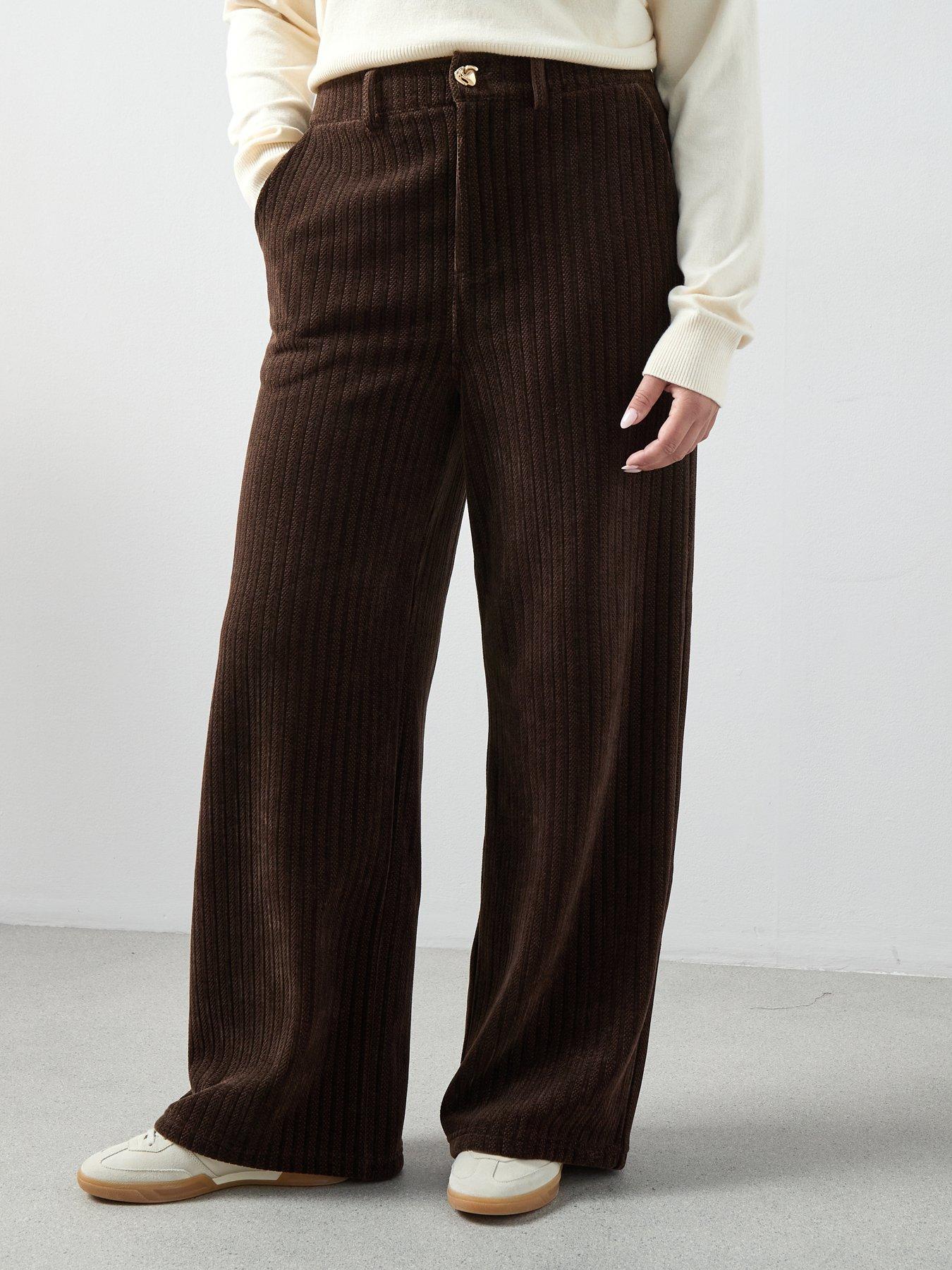 the-very-collection-curve-wide-legnbspcord-trouser-brownfront