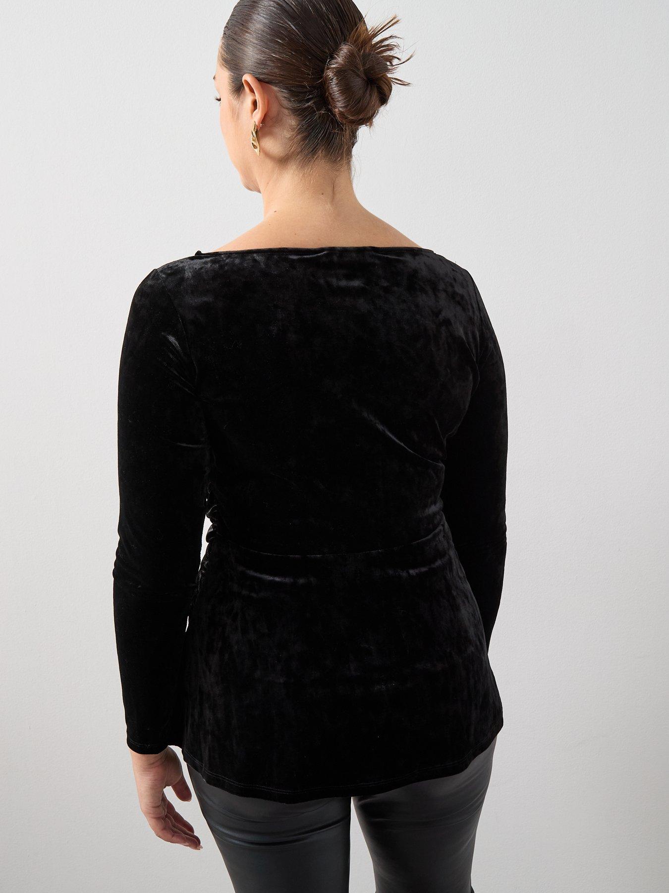 Image 2 of 6 of The Very Collection Curve Buckle Trim Velvet Top