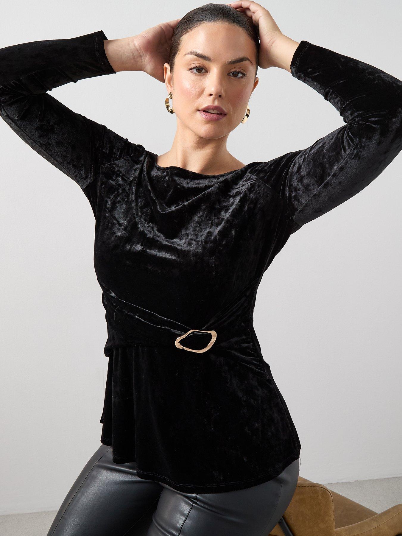 Image 4 of 6 of The Very Collection Curve Buckle Trim Velvet Top
