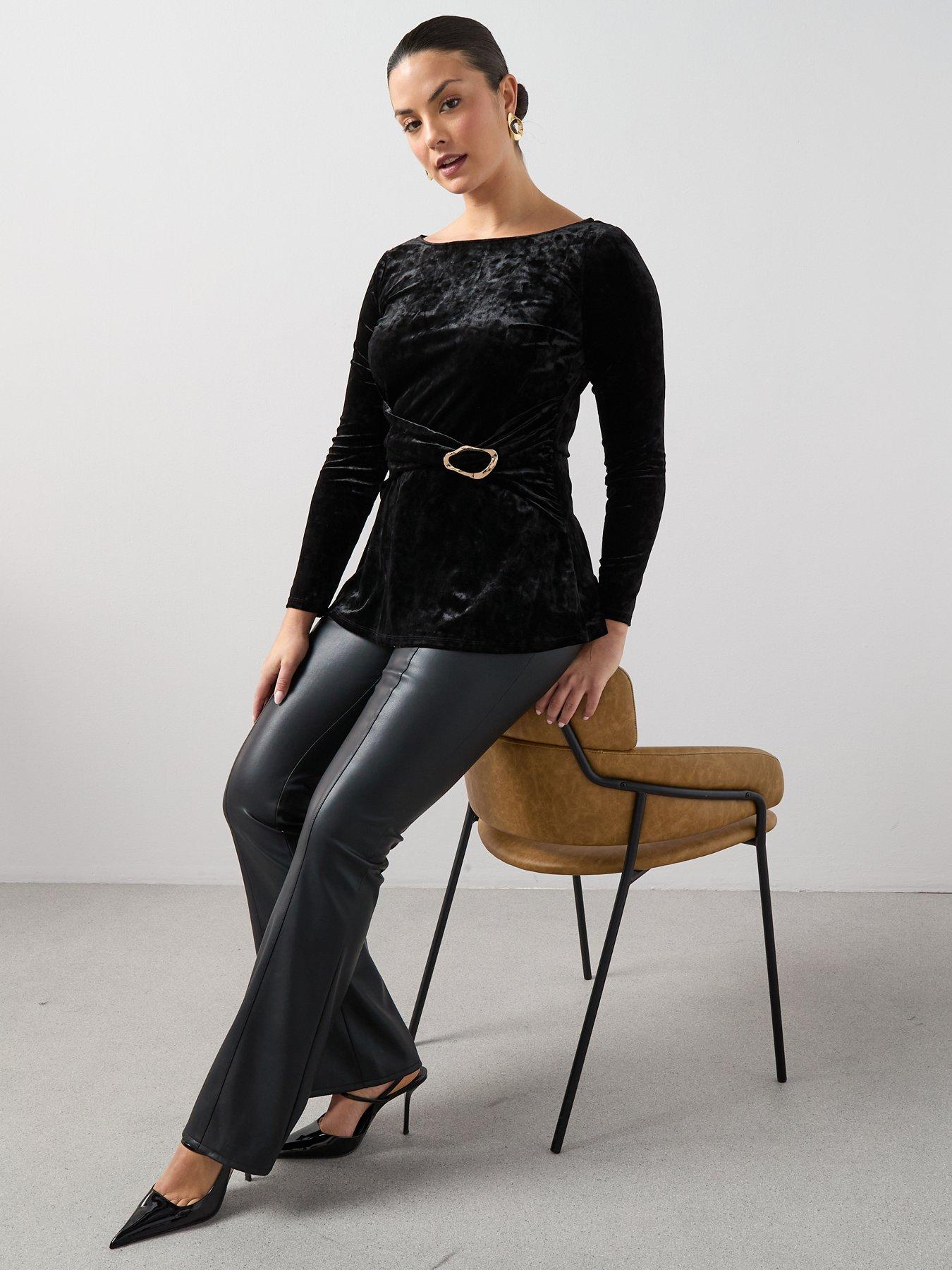 Image 6 of 6 of The Very Collection Curve Buckle Trim Velvet Top