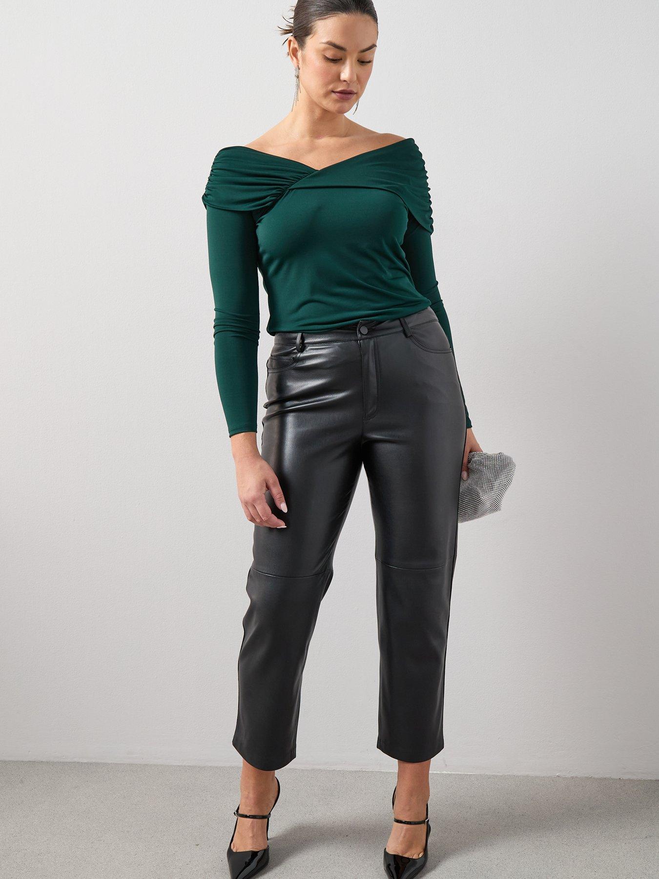 the-very-collection-curve-off-shoulder-ruched-top-dark-green