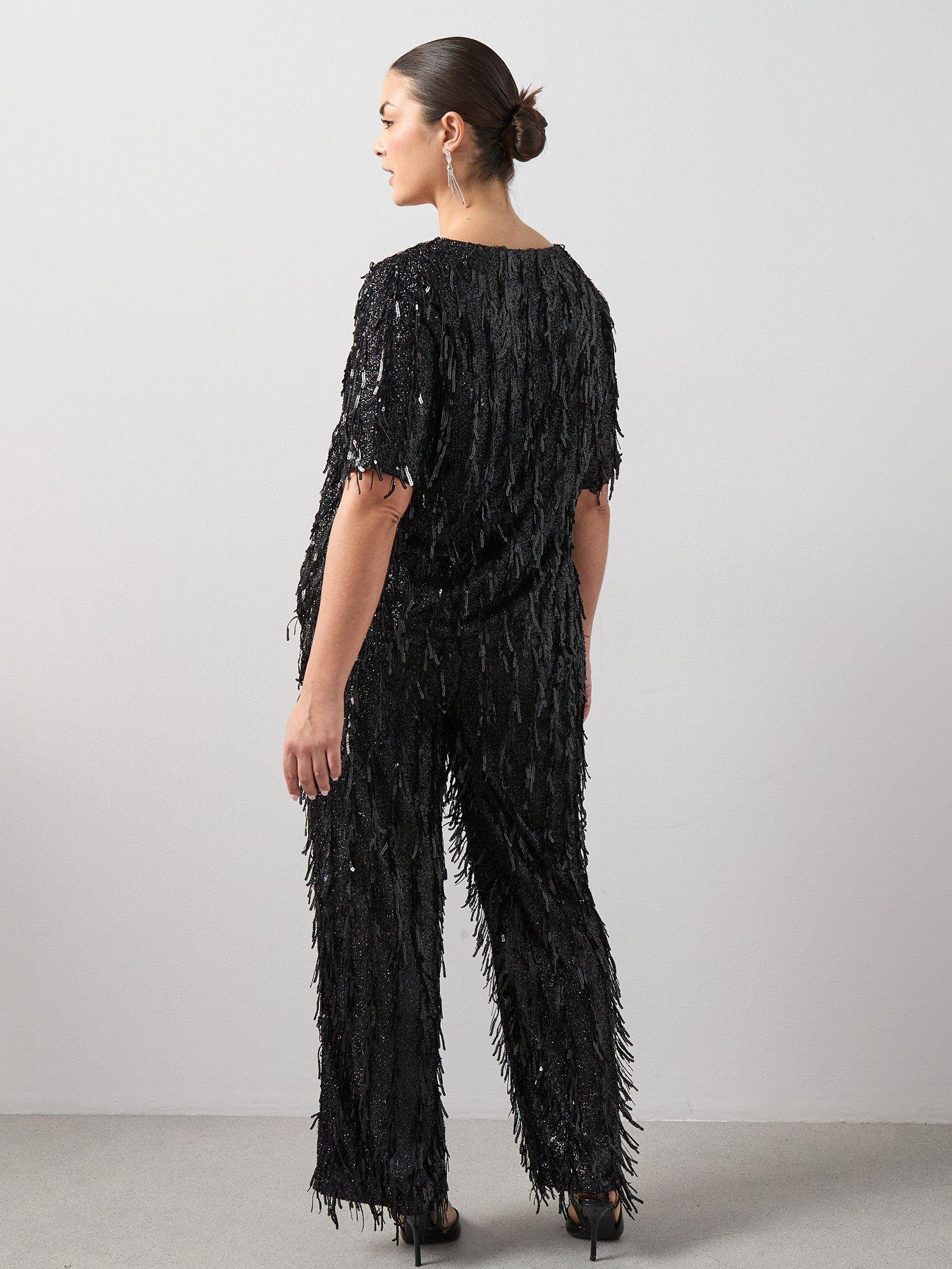 Image 2 of 6 of The Very Collection Curve Fringed Sequin Top Co-ord