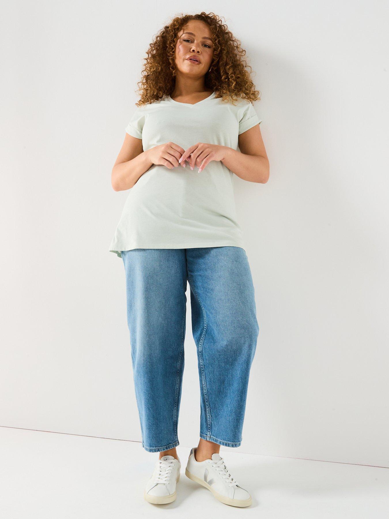 Image 5 of 5 of V by Very Curve V Neck Pocket T-Shirt - Green