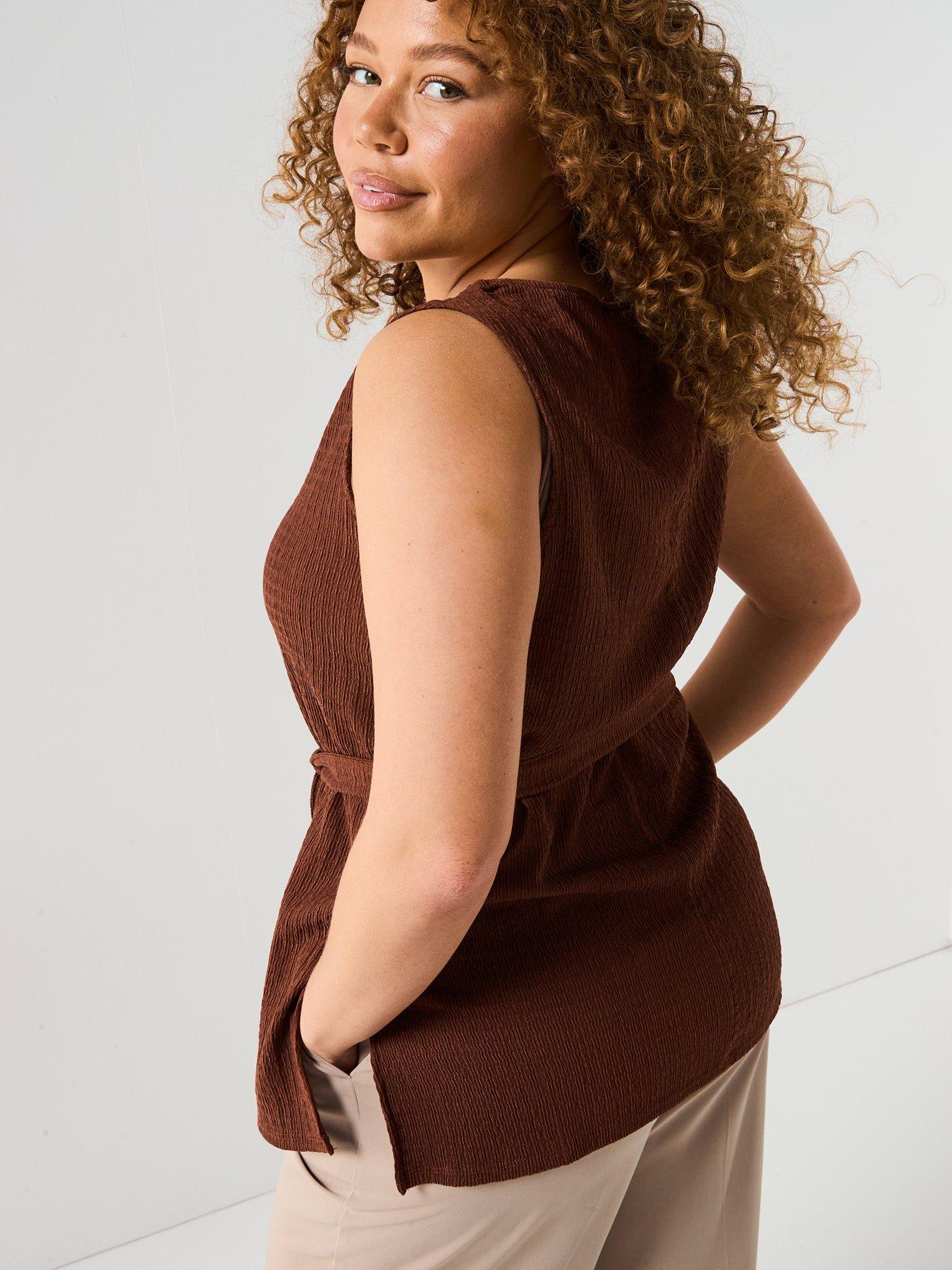 v-by-very-curve-belted-tunic-brownstillFront