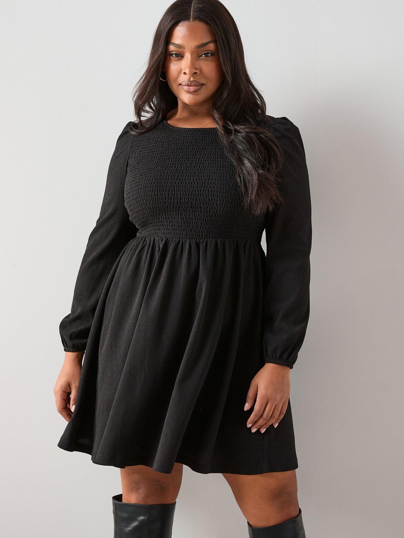 v-by-very-curve-stretch-crinkle-mini-dress-black