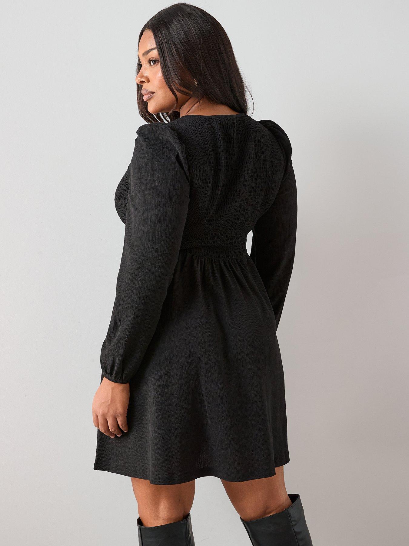 v-by-very-curve-stretch-crinkle-mini-dress-blackstillFront