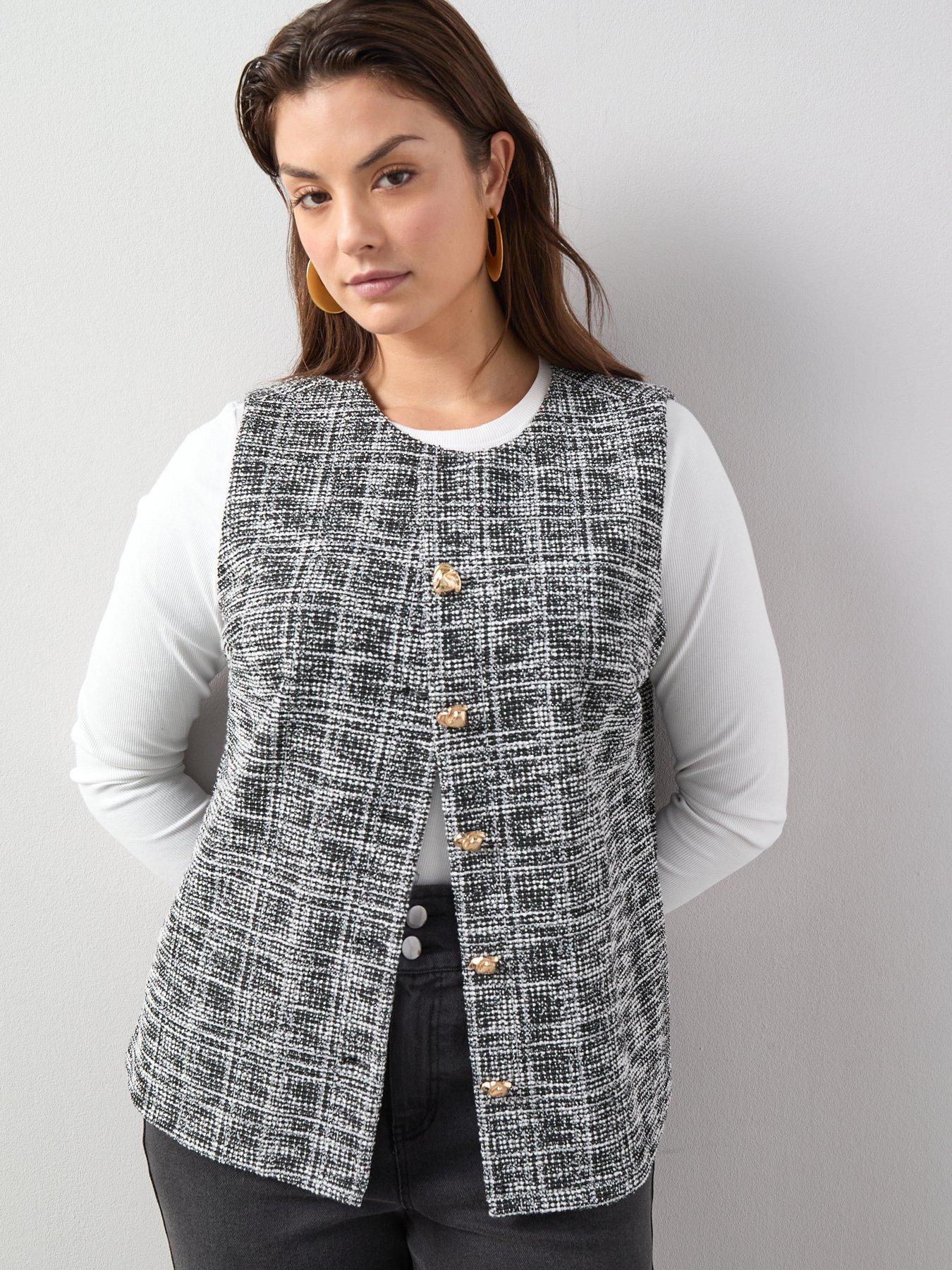 Image 1 of 6 of V by Very Curve Boucle Waistcoat - Black
