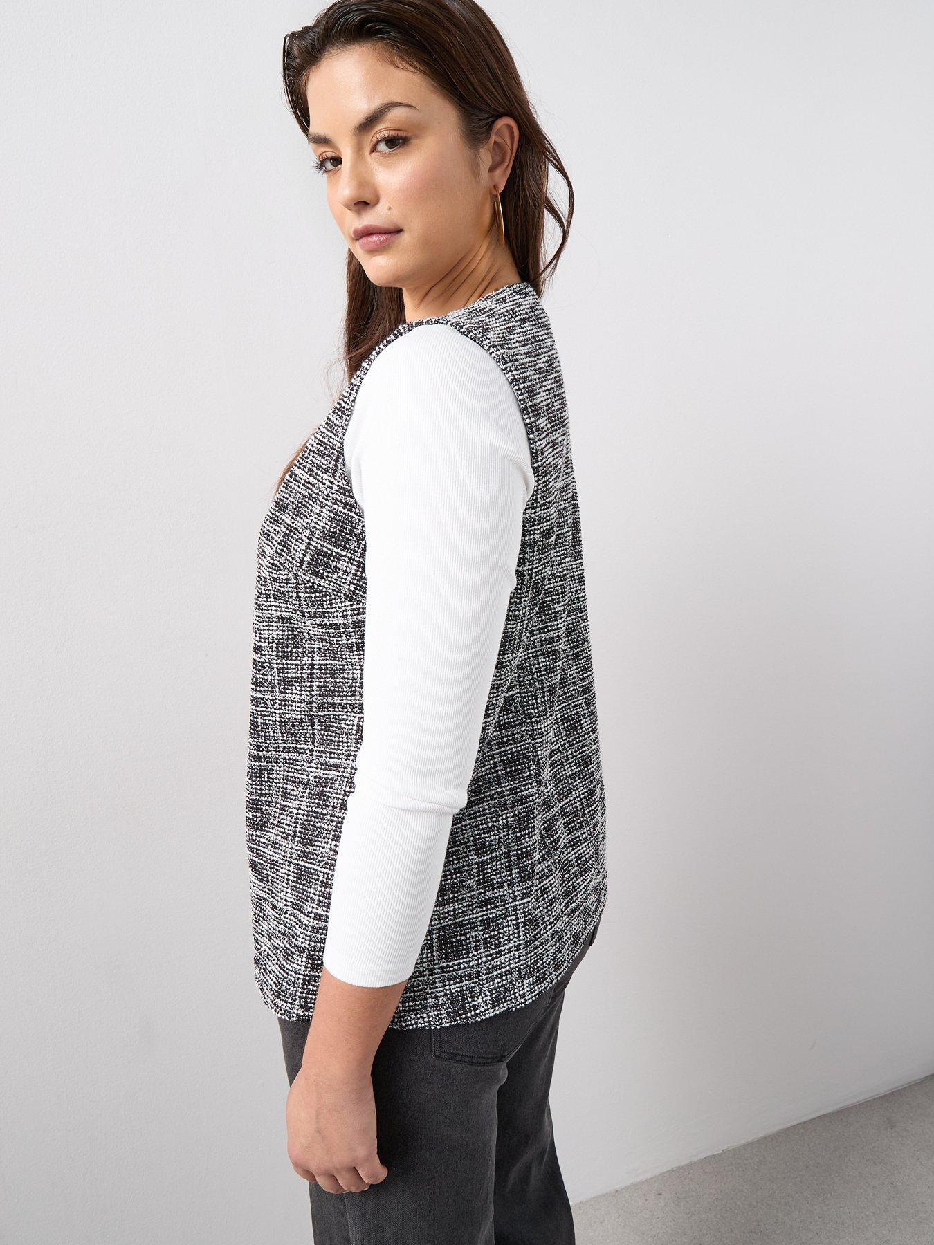 Image 6 of 6 of V by Very Curve Boucle Waistcoat - Black