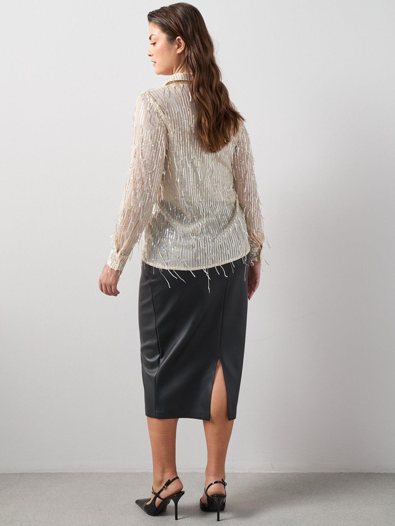 Image 2 of 6 of The Very Collection Curve Curve Sequin Longline Blouse