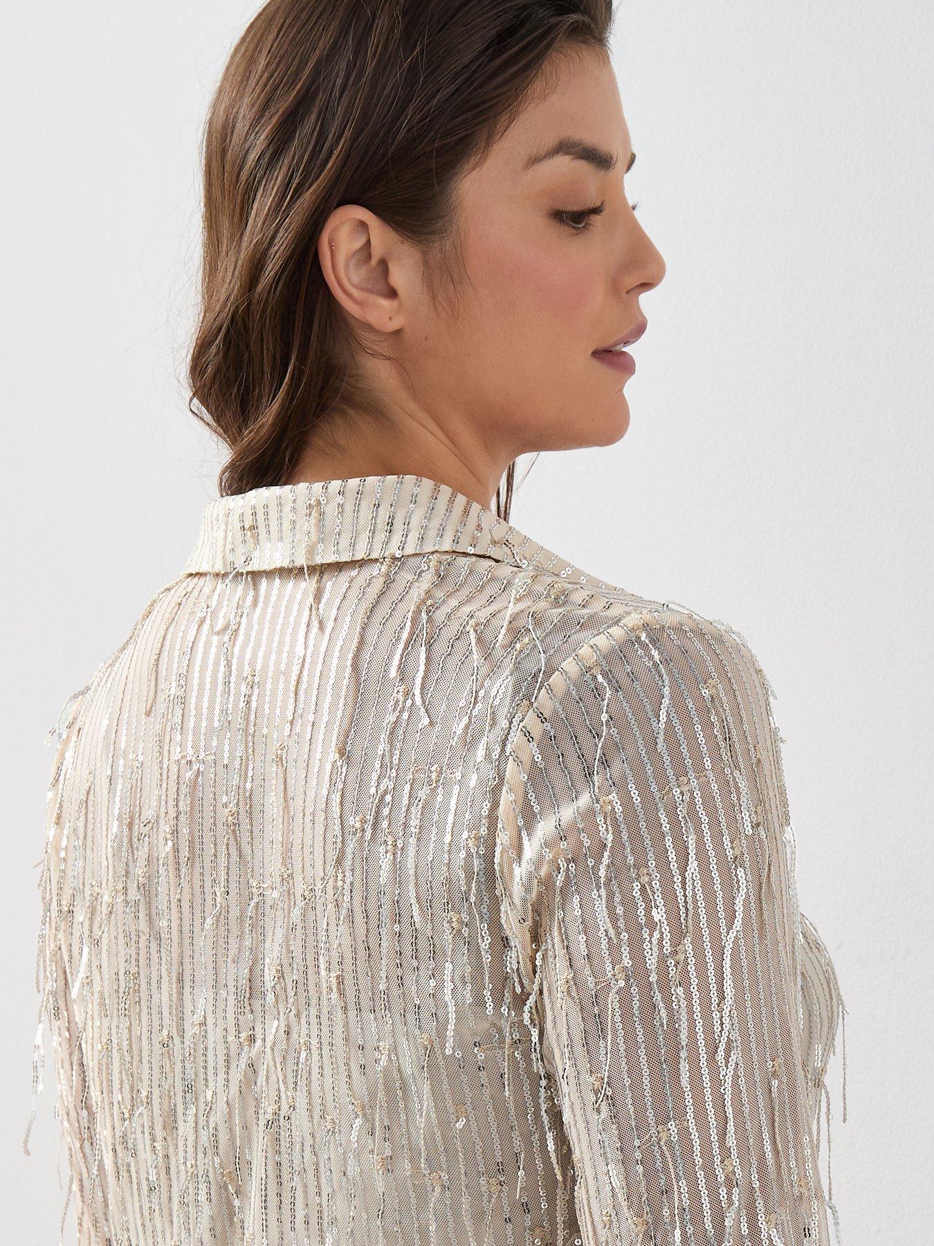 Image 5 of 6 of The Very Collection Curve Curve Sequin Longline Blouse