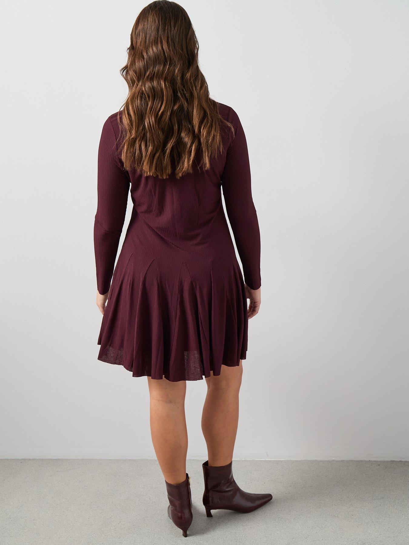 the-very-collection-curve-fit-amp-flare-mini-dress-burgundystillFront