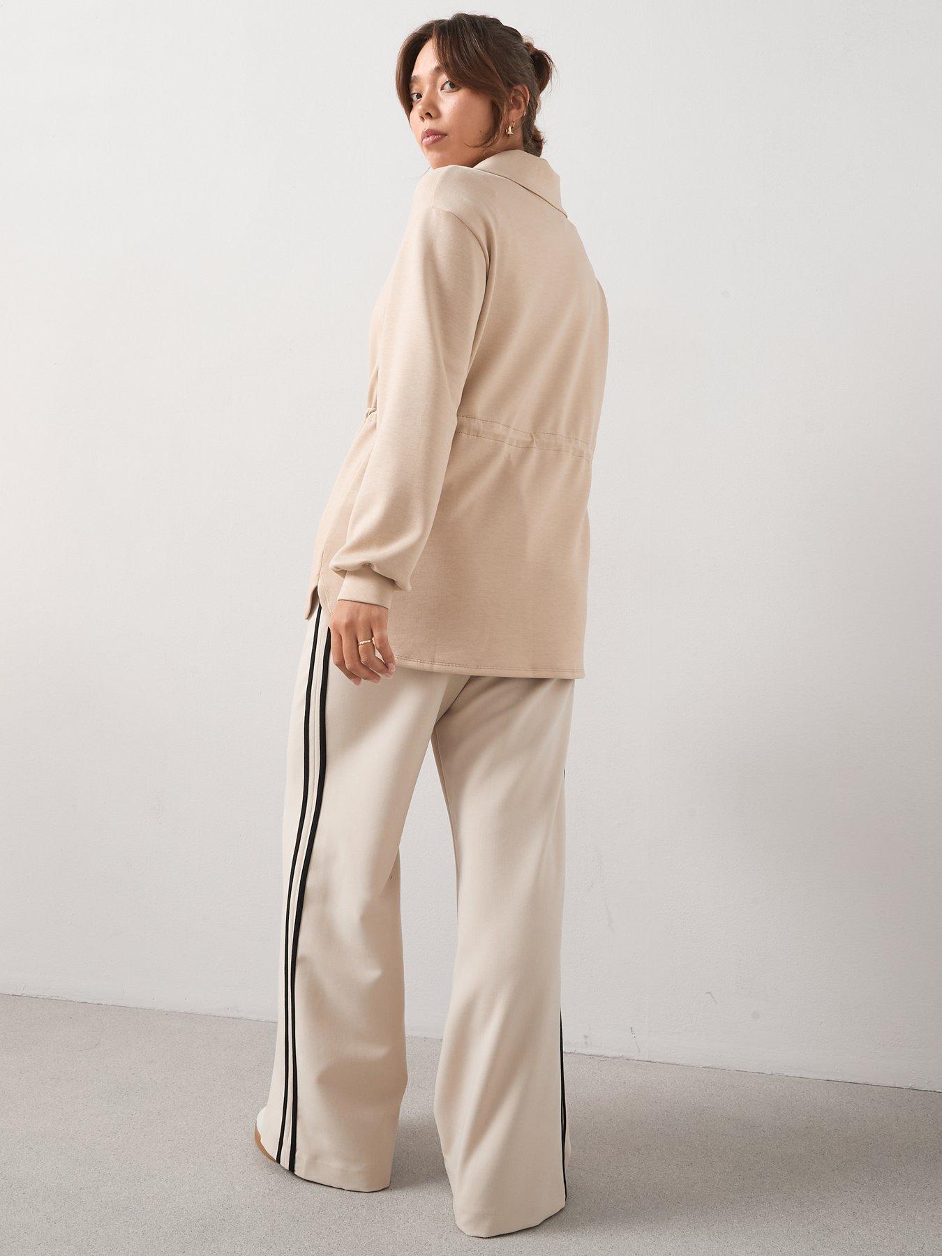 v-by-very-curve-cinched-waist-half-zip-sweatshirt-beigestillFront