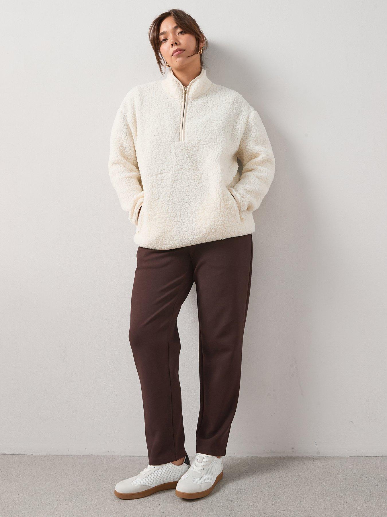 Image 1 of 7 of V by Very Curve Fleece Half Zip Sweatshirt - Cream