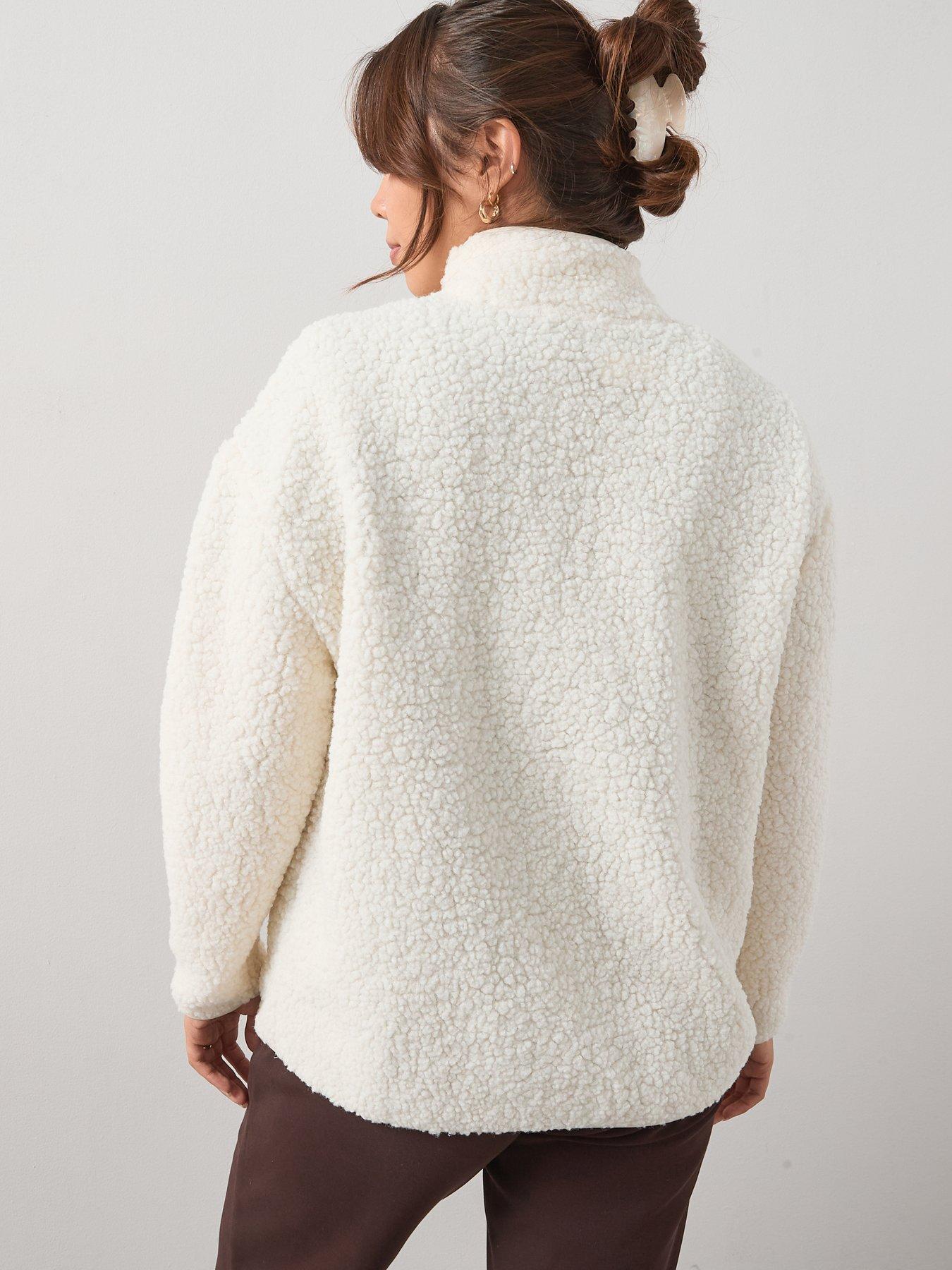 Image 2 of 7 of V by Very Curve Fleece Half Zip Sweatshirt - Cream