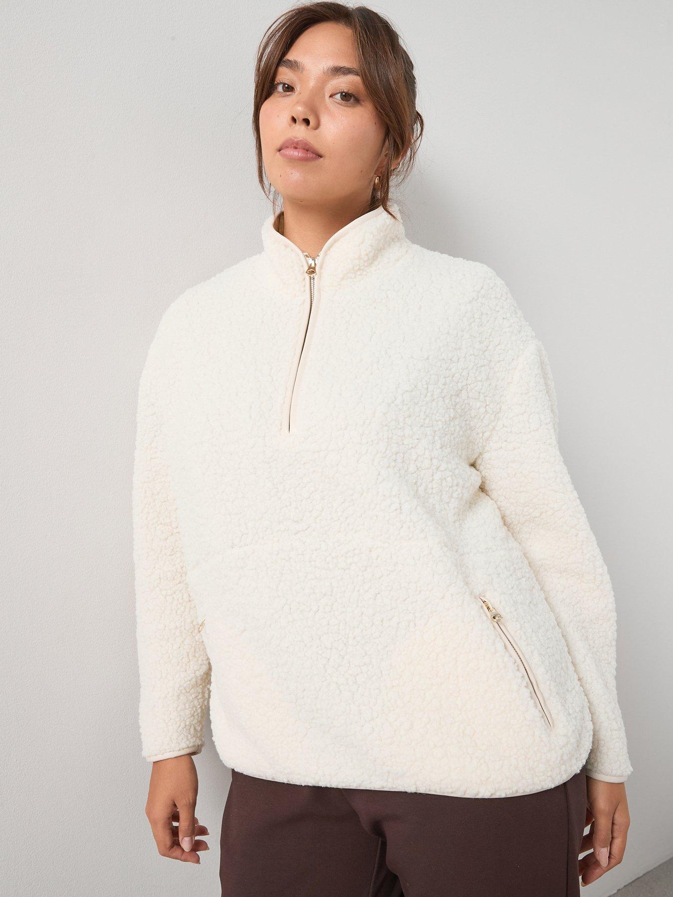 Image 3 of 7 of V by Very Curve Fleece Half Zip Sweatshirt - Cream