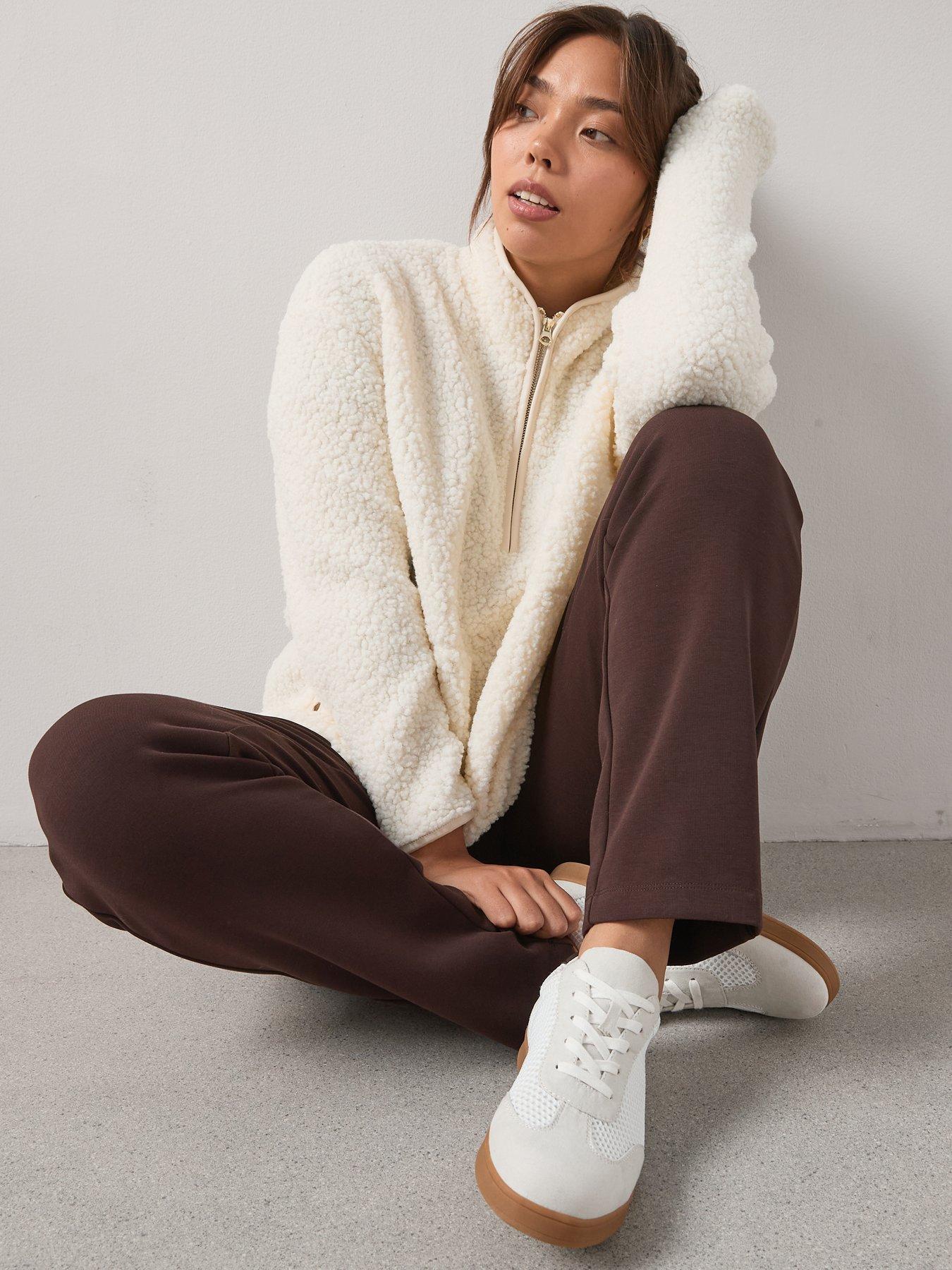 Image 4 of 7 of V by Very Curve Fleece Half Zip Sweatshirt - Cream