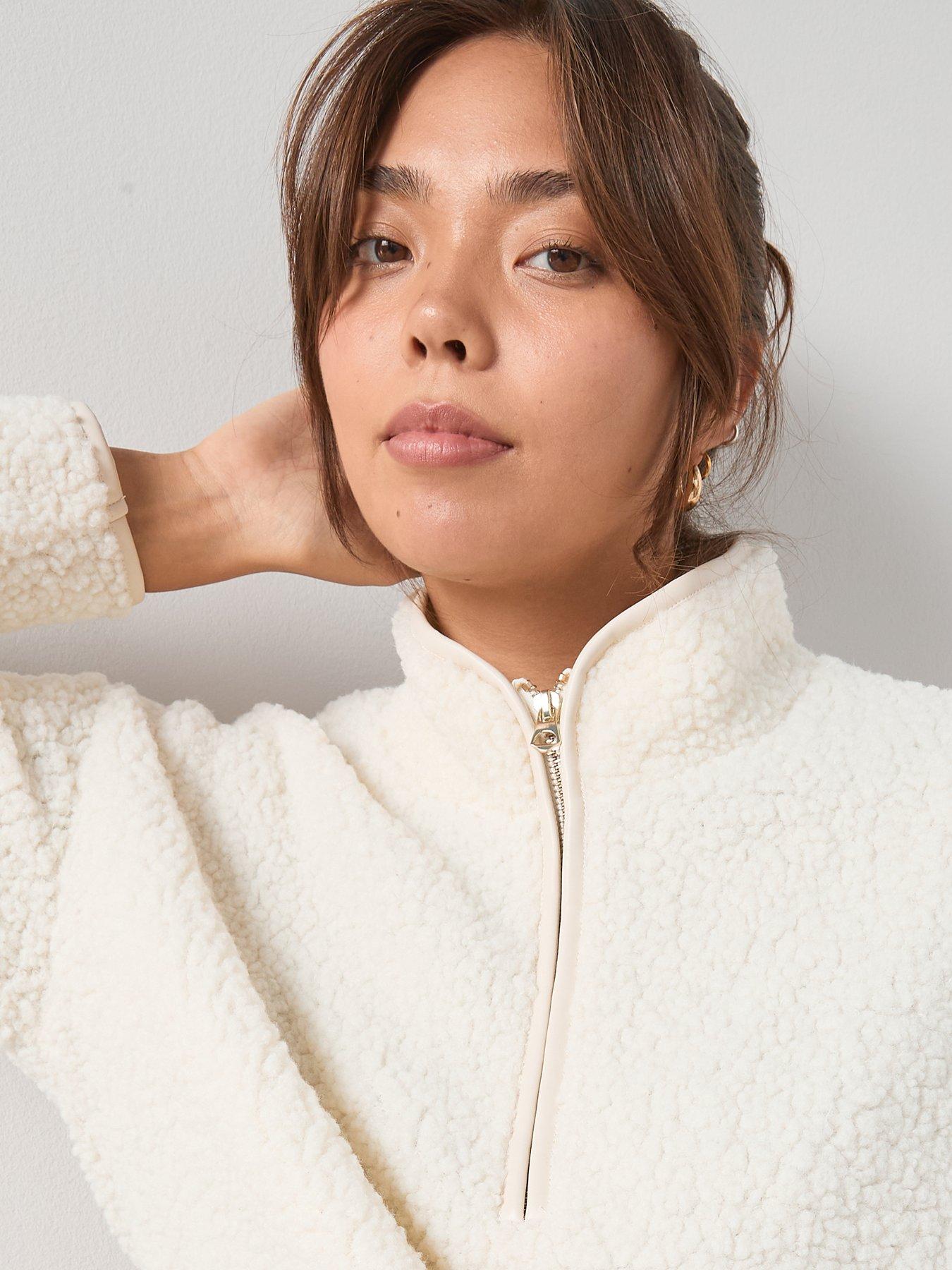 Image 5 of 7 of V by Very Curve Fleece Half Zip Sweatshirt - Cream