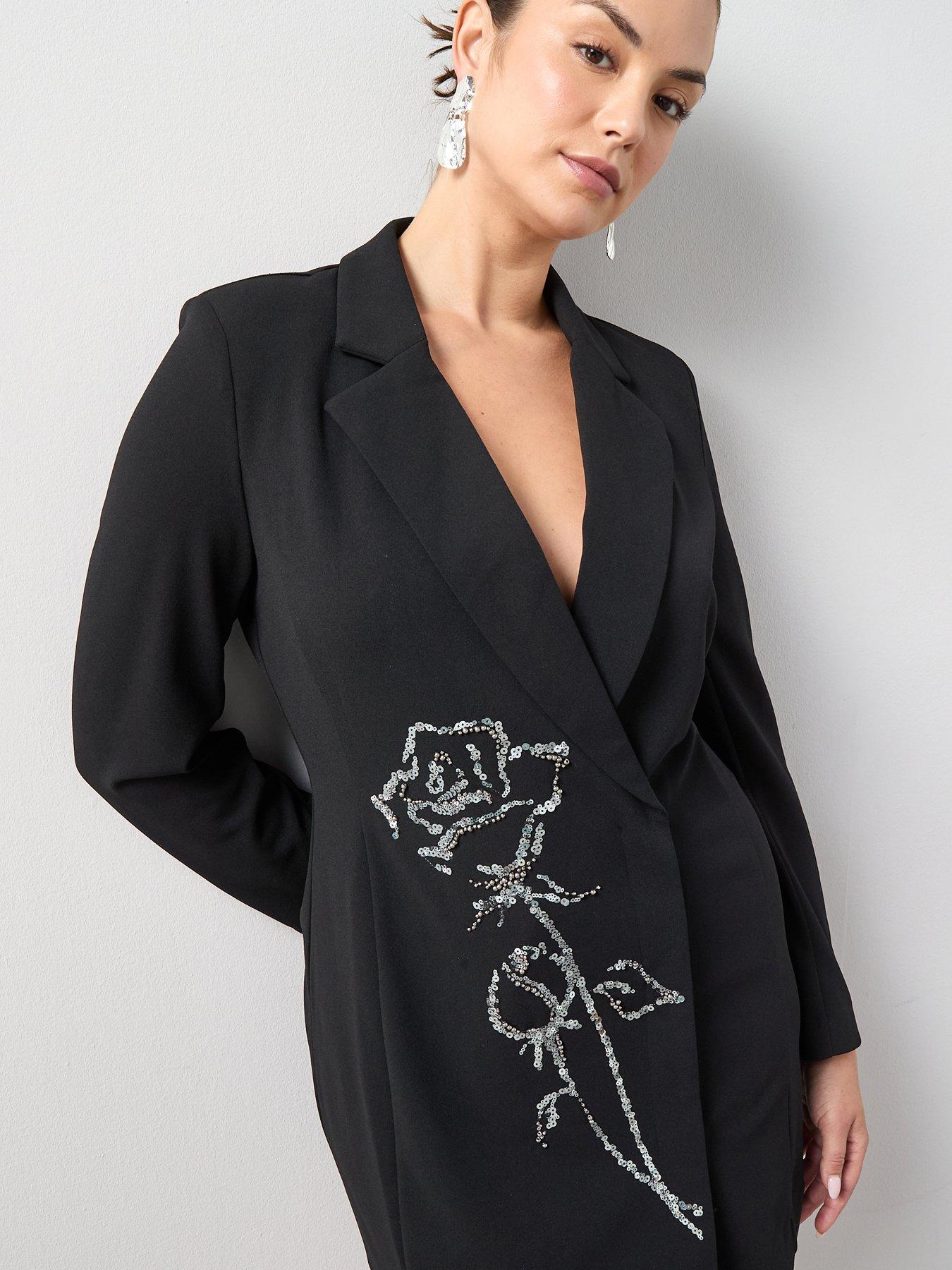 Image 4 of 6 of The Very Collection Curve Diamante Blazer Dress