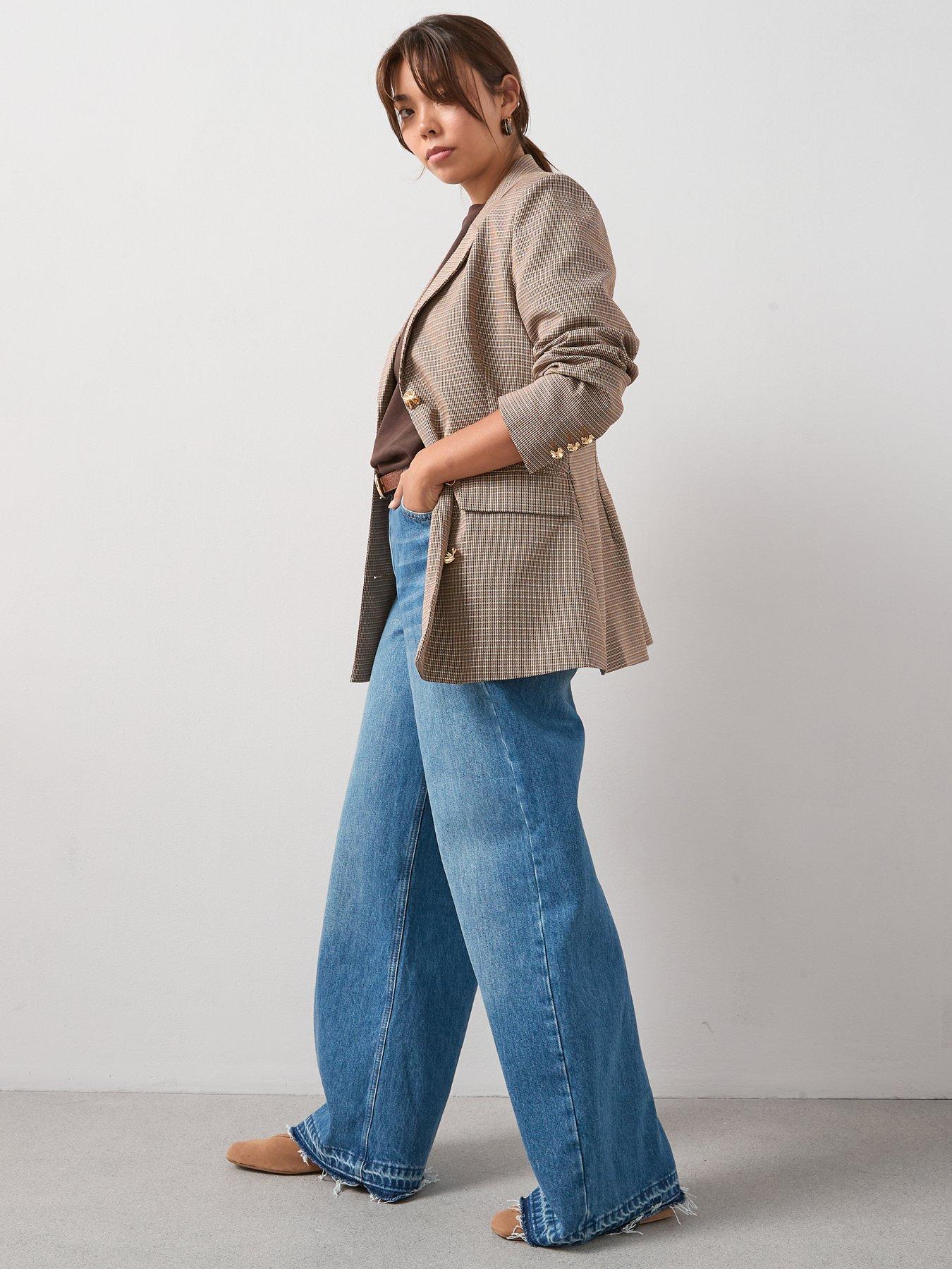 Image 4 of 7 of V by Very Curve Check Longline Blazer - Multi