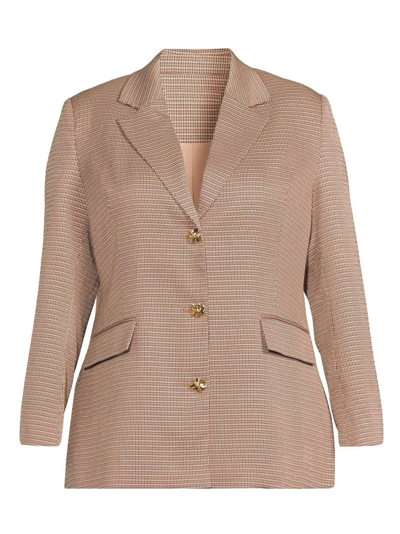 Image 7 of 7 of V by Very Curve Check Longline Blazer - Multi